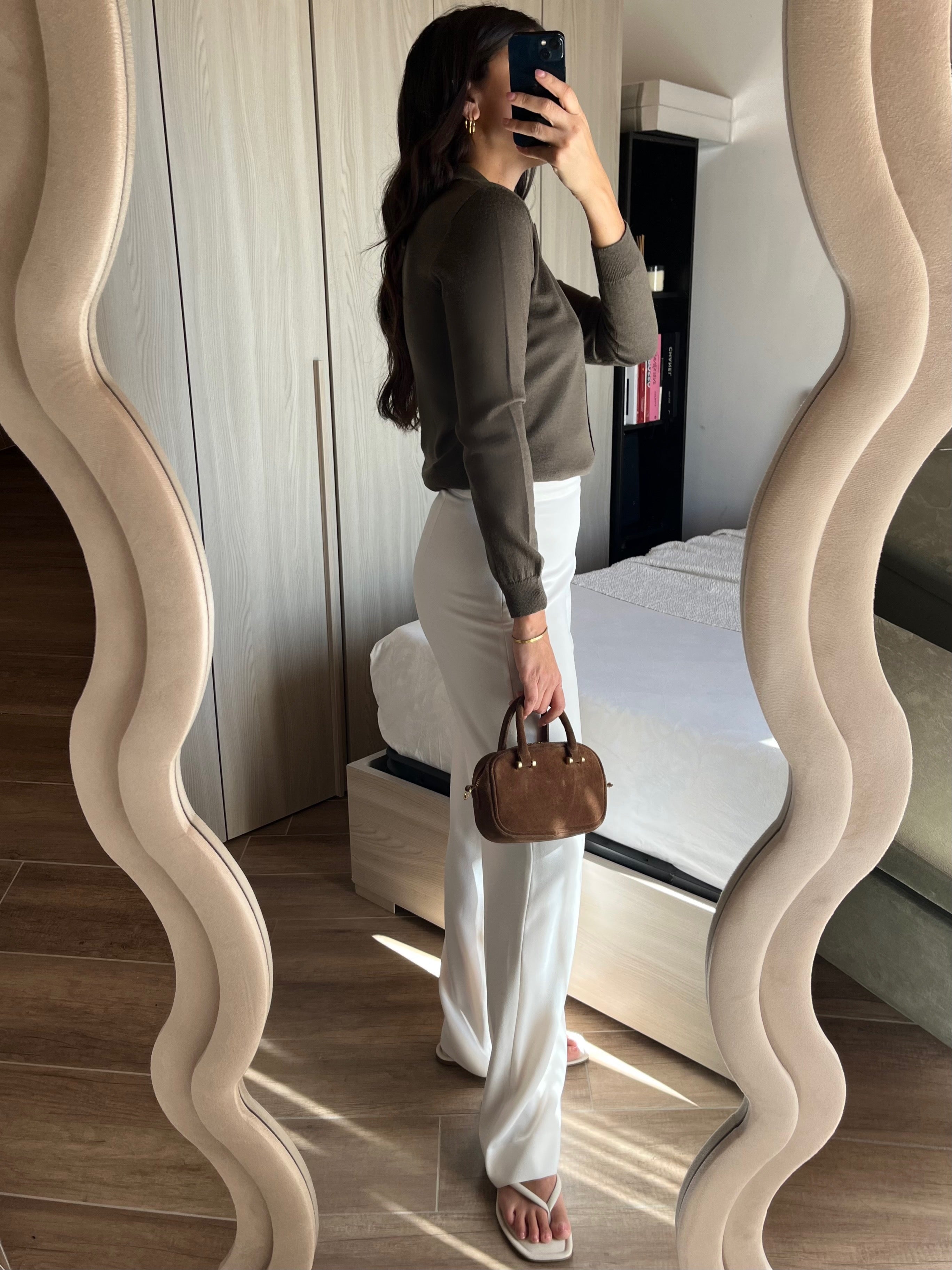 Marella Tricot in Lana Extra Fine con Colletto Polo marrone