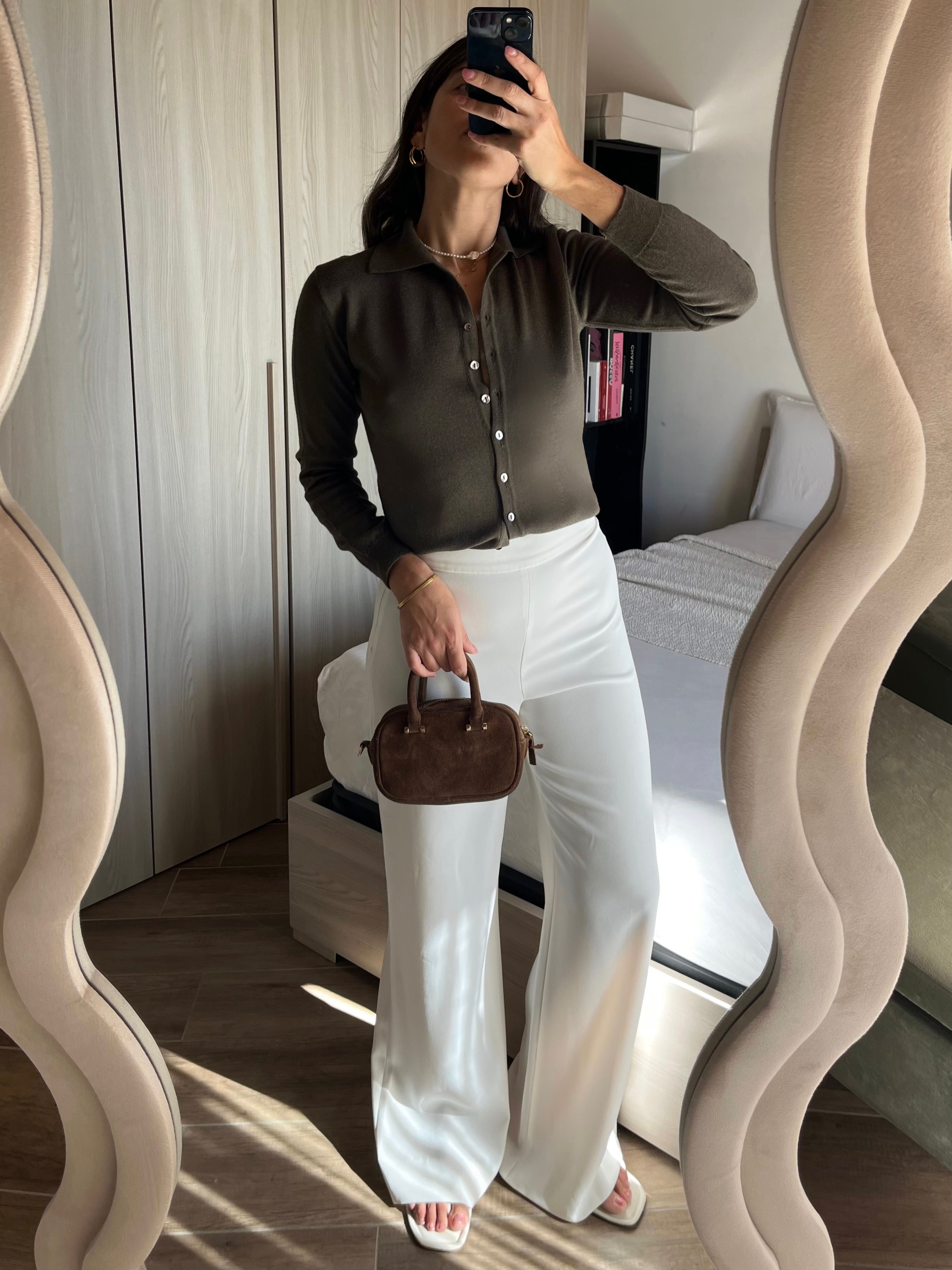 Marella Tricot in Lana Extra Fine con Colletto Polo marrone