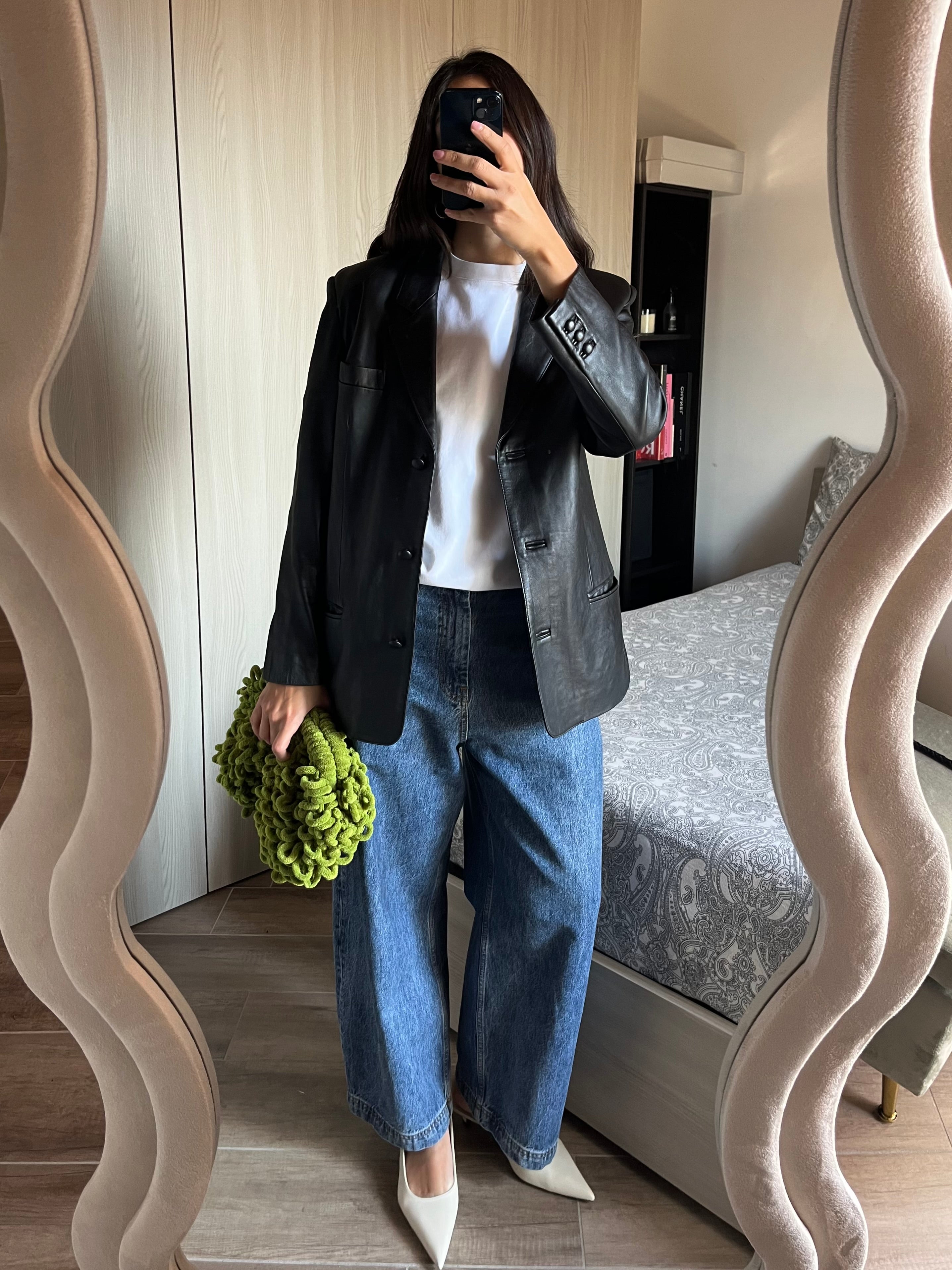Leather/Pelle tailoring blazer Nero