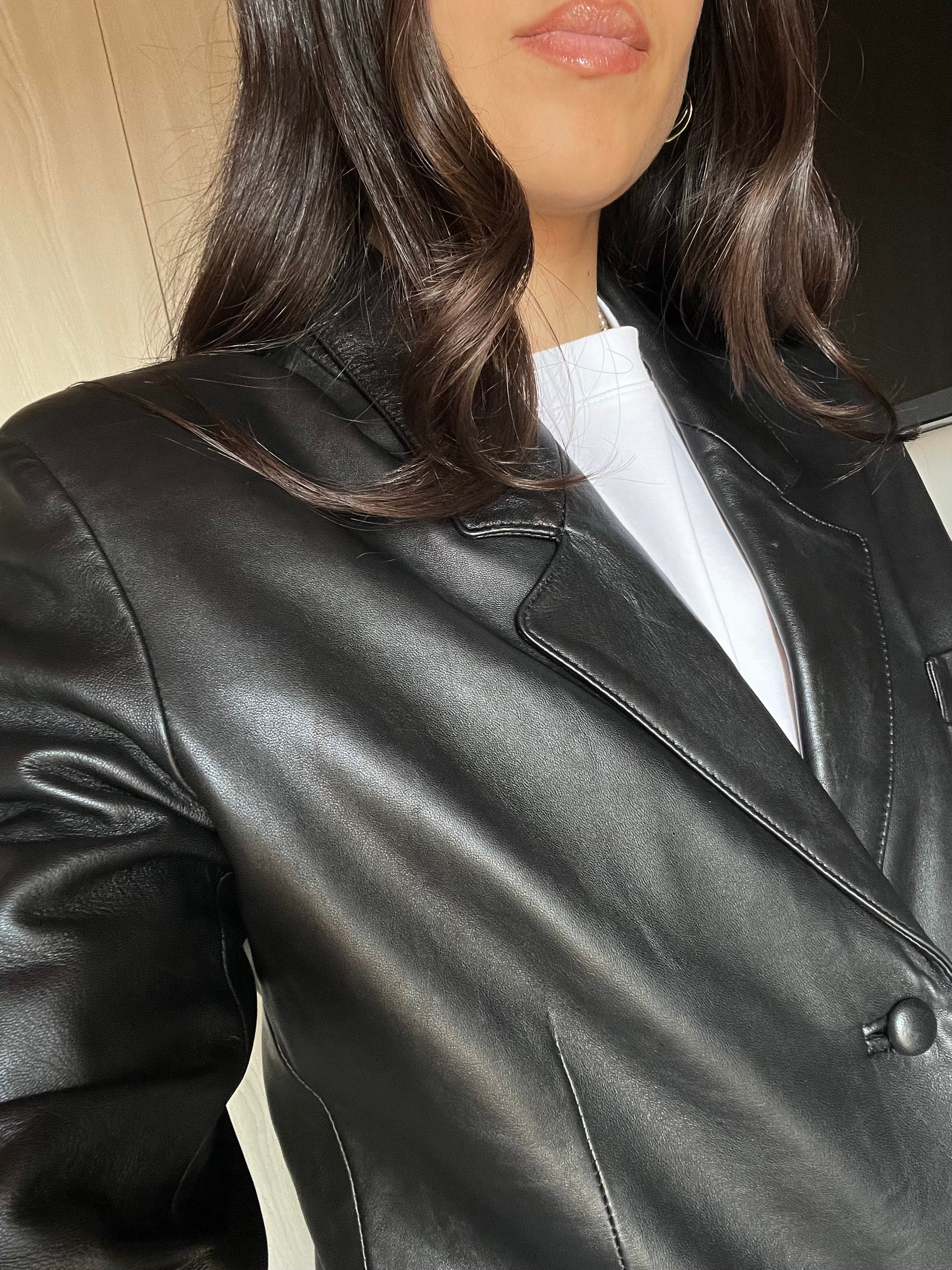 Leather/Pelle tailoring blazer Nero