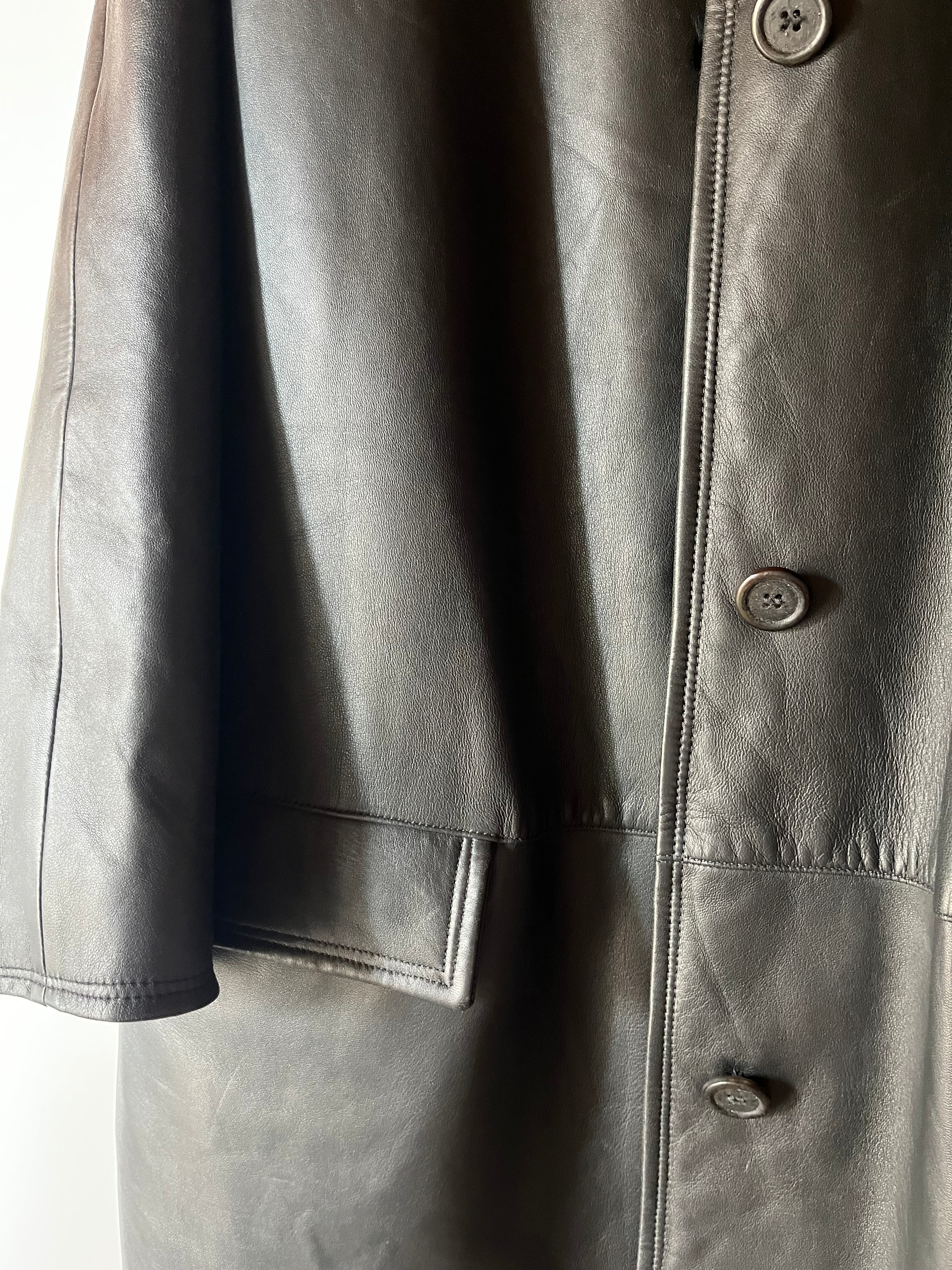 Giacca in Vera Pelle Dark Grey con Collo Inglese