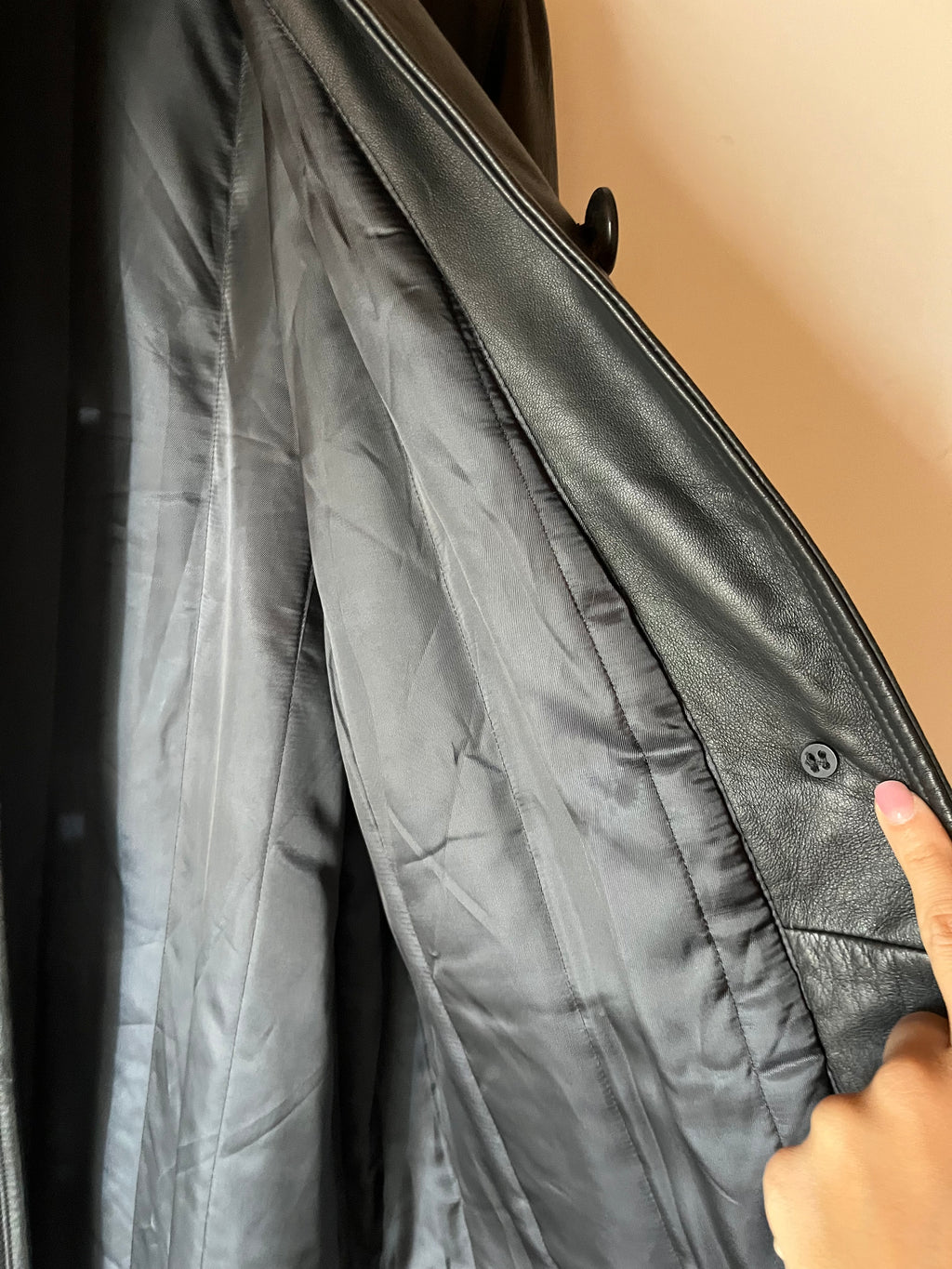 Giacca in Vera Pelle Dark Grey con Collo Inglese