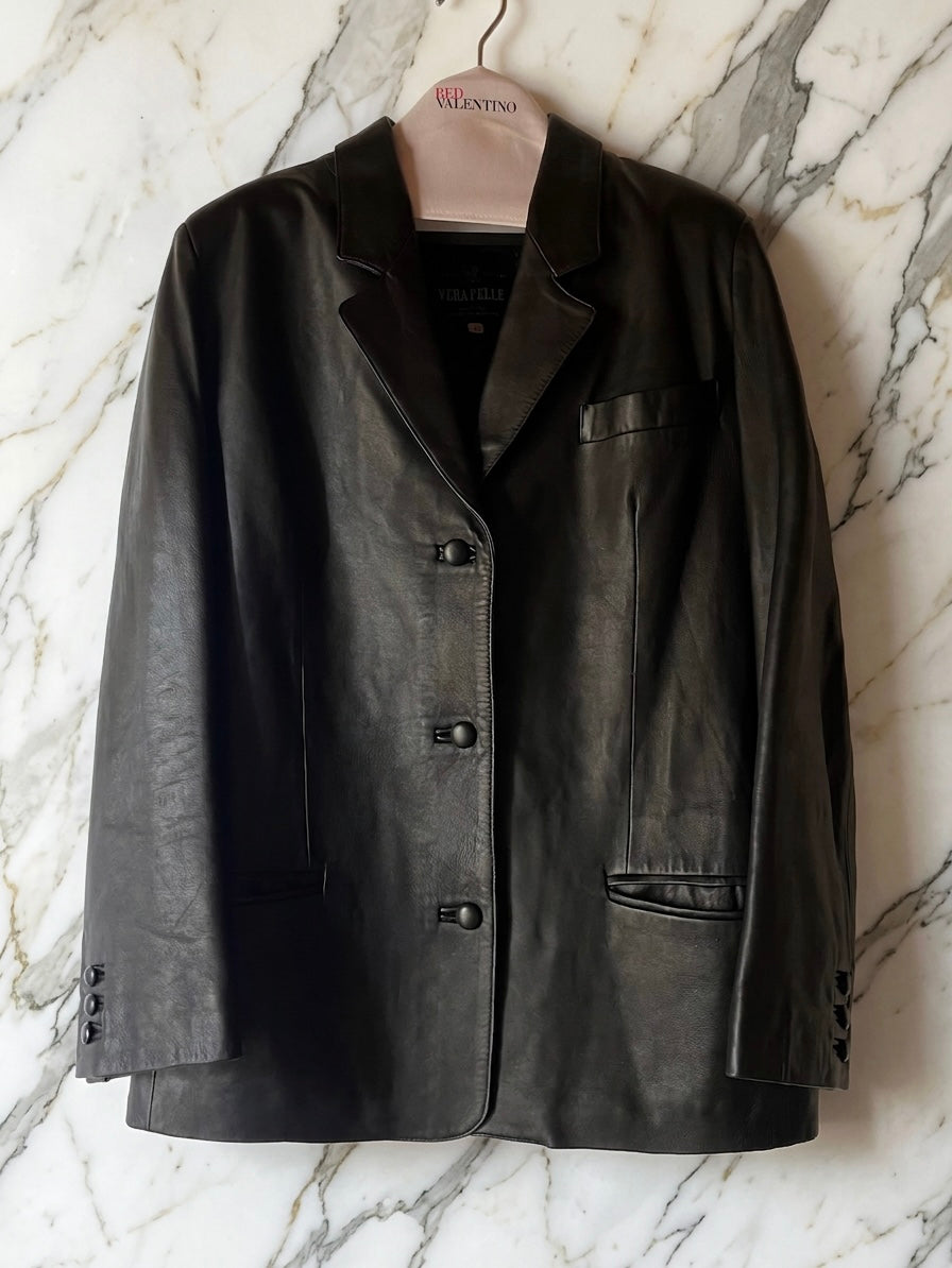 Leather/Pelle tailoring blazer Nero