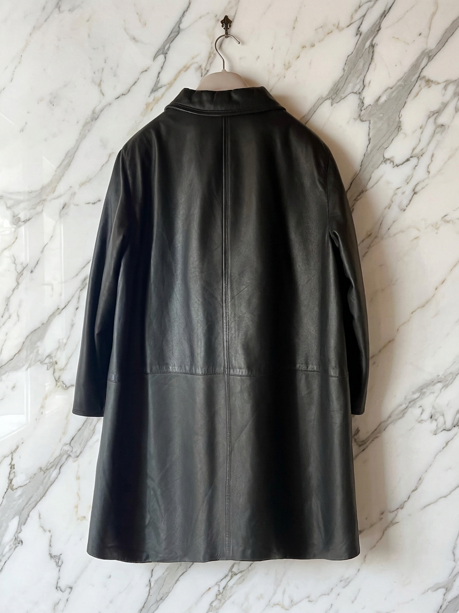 Giacca in Vera Pelle Dark Grey con Collo Inglese