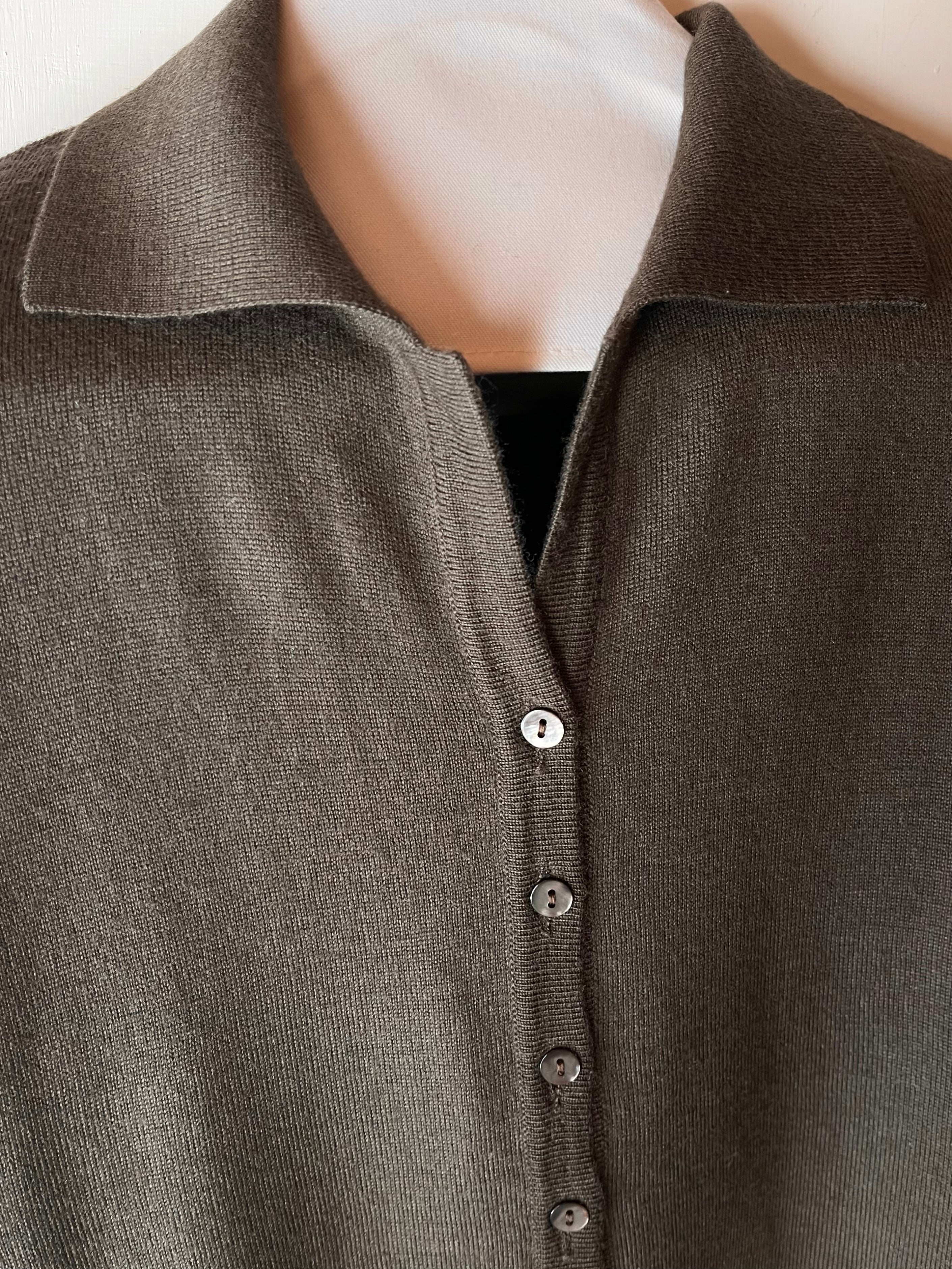 Marella Tricot in Lana Extra Fine con Colletto Polo marrone