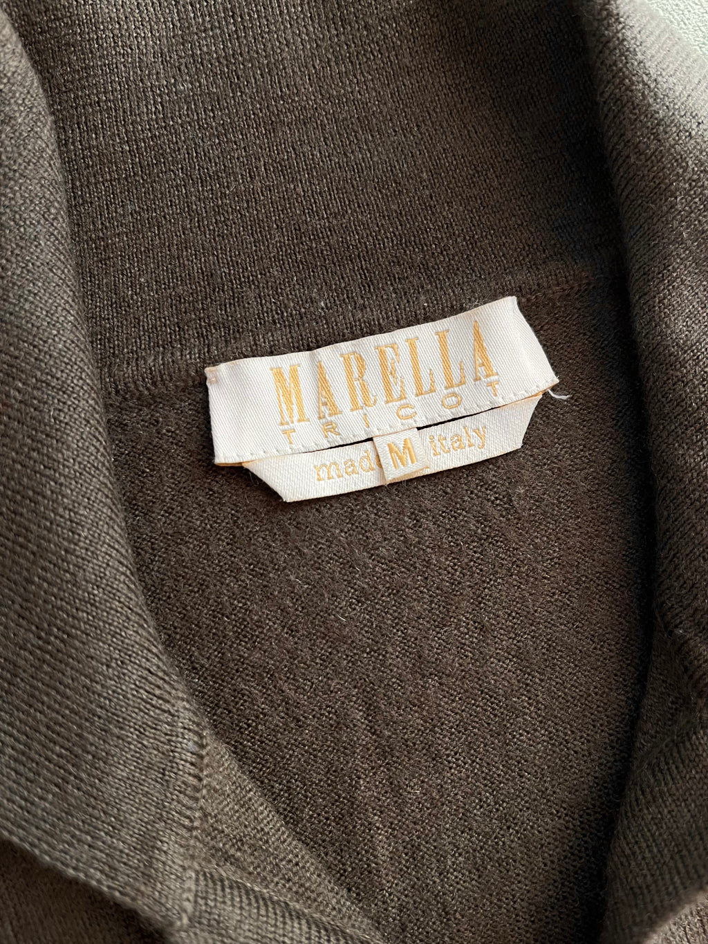 Marella Tricot in Lana Extra Fine con Colletto Polo marrone