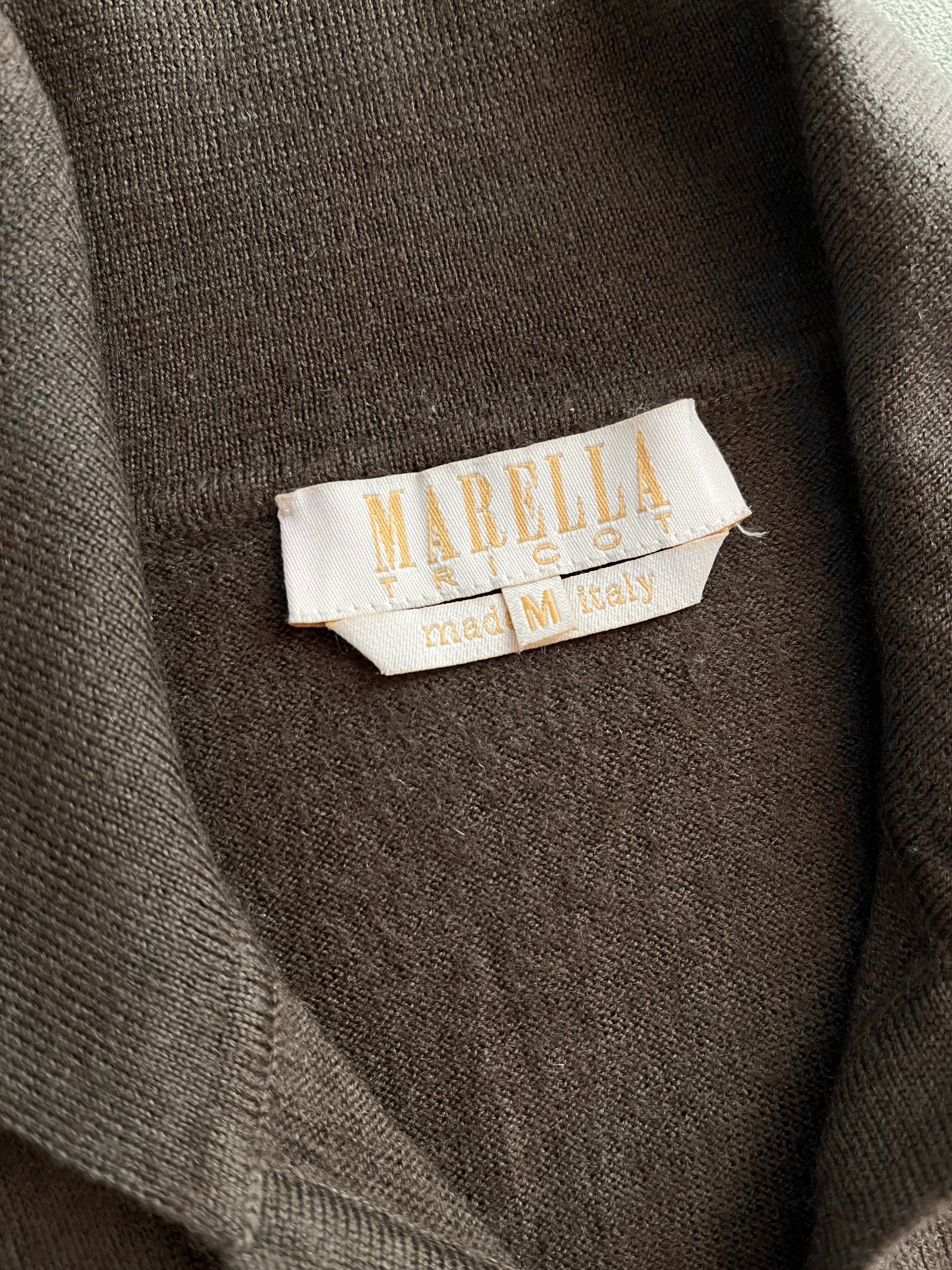 Marella Tricot in Lana Extra Fine con Colletto Polo marrone