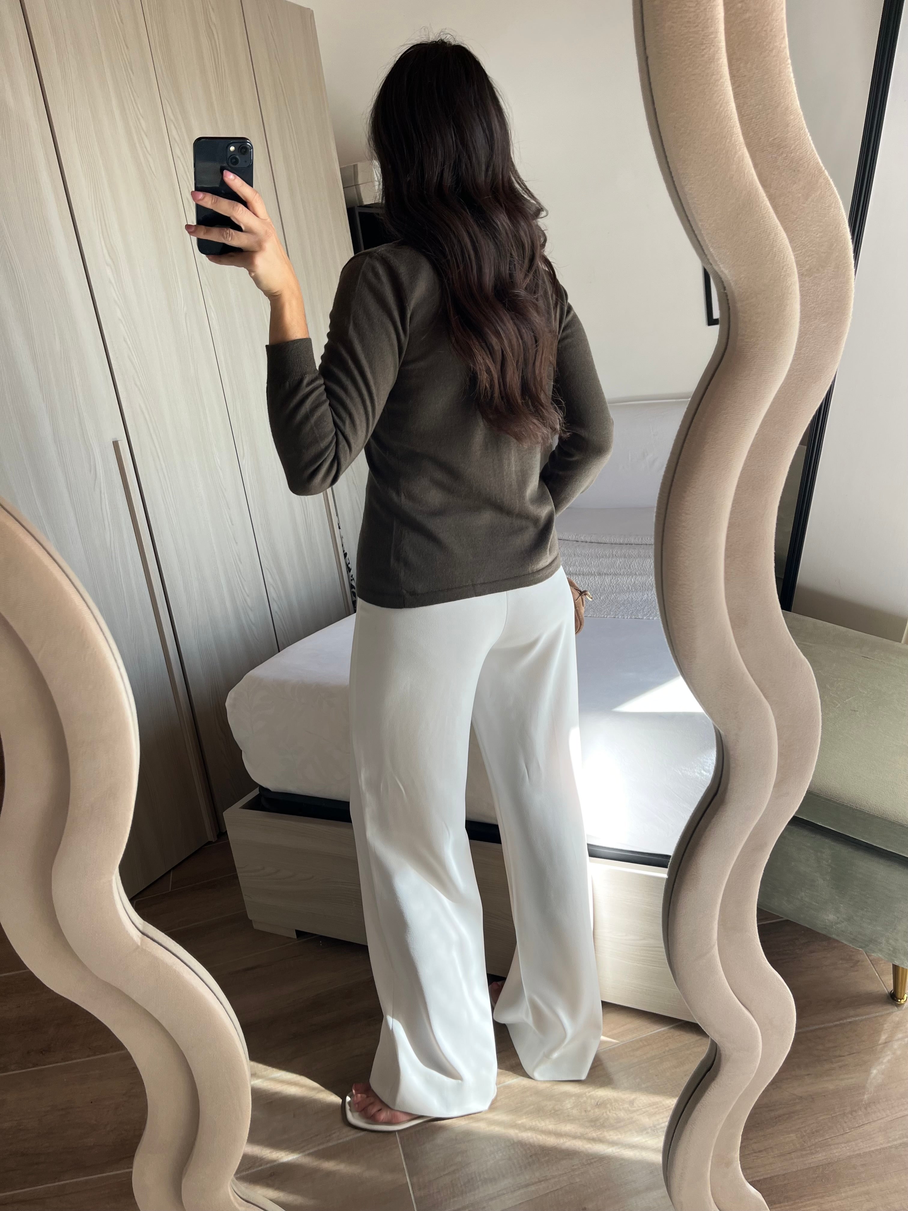 Marella Tricot in Lana Extra Fine con Colletto Polo marrone
