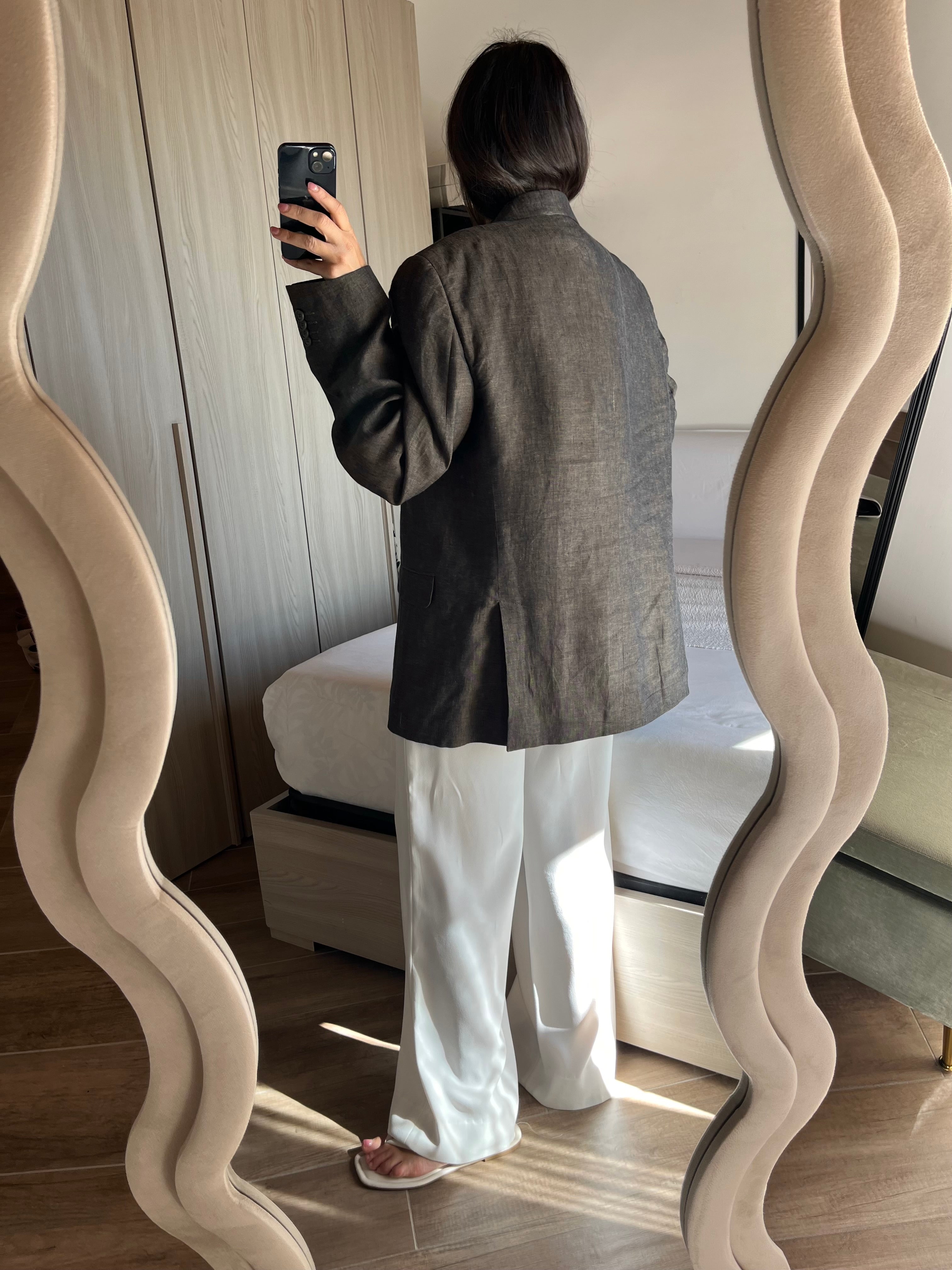 Blazer Sartoriale Made in Italy in Puro Lino - Cold Brown