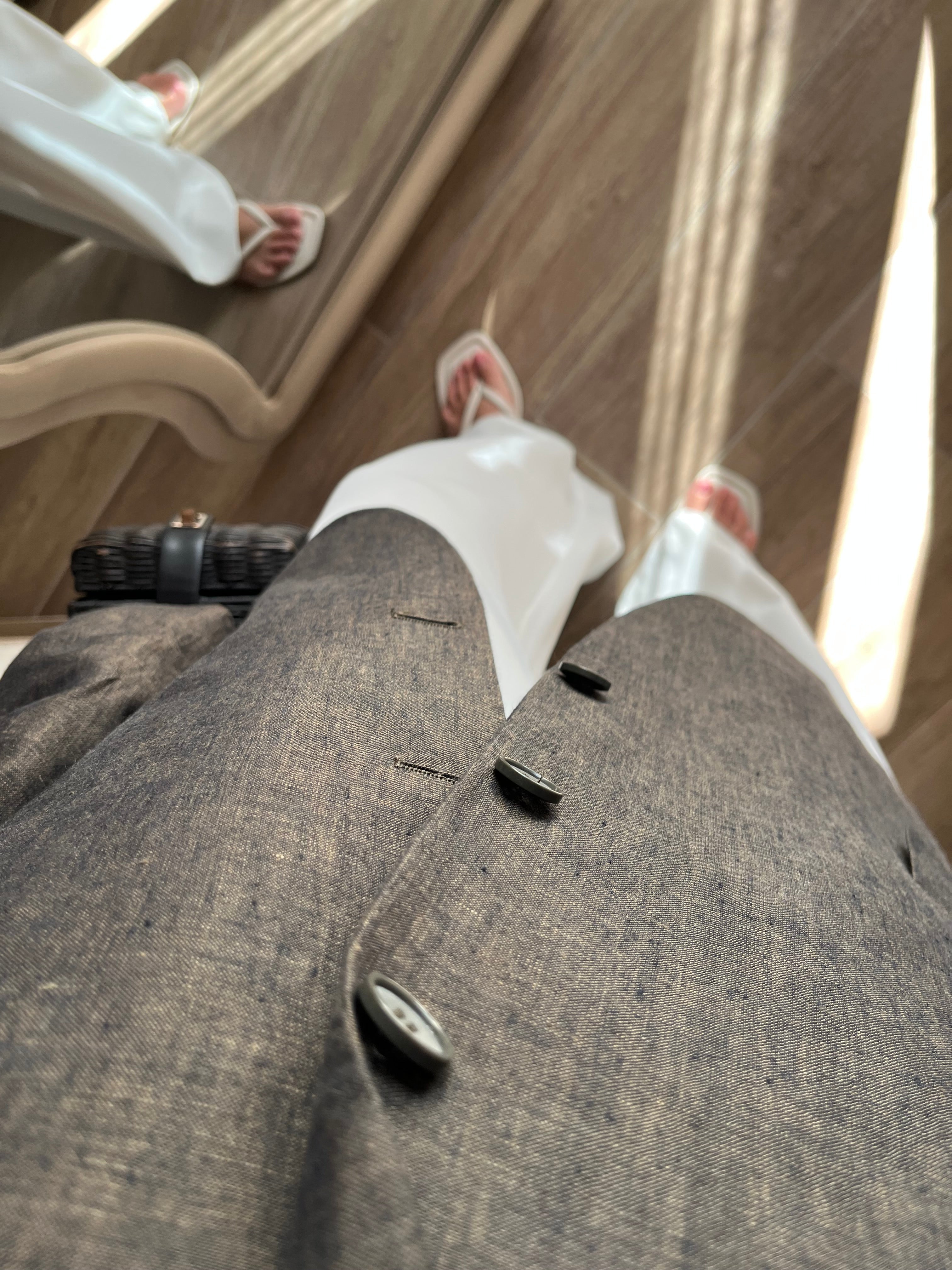 Blazer Sartoriale Made in Italy in Puro Lino - Cold Brown