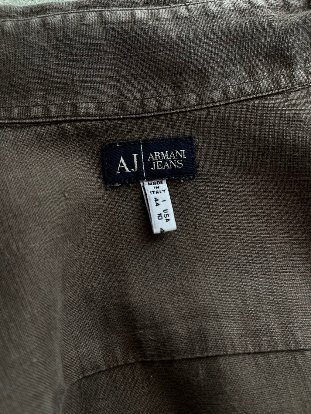 Camicia Vintage Armani in Puro Lino Marrone