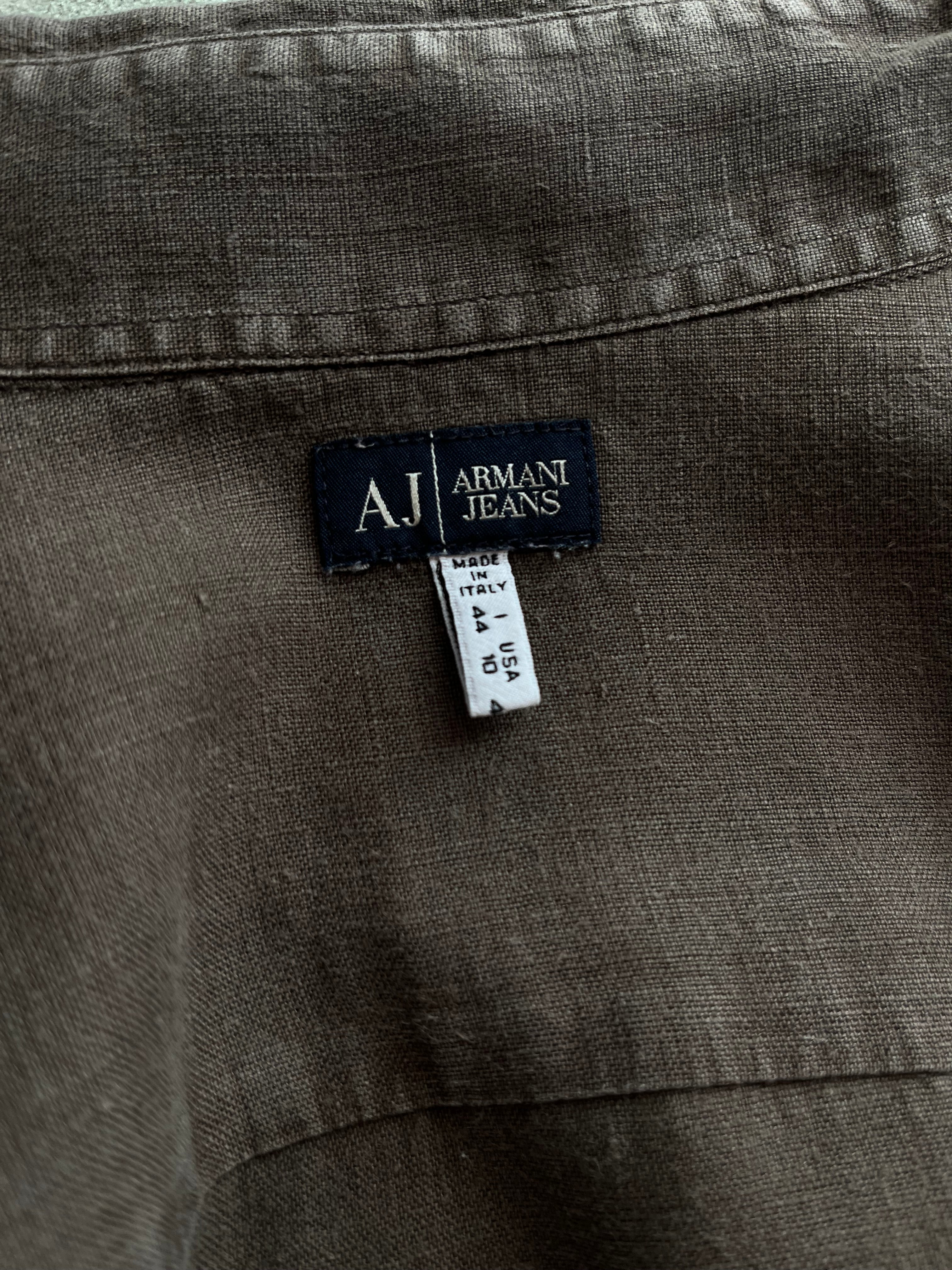 Camicia Vintage Armani in Puro Lino Marrone