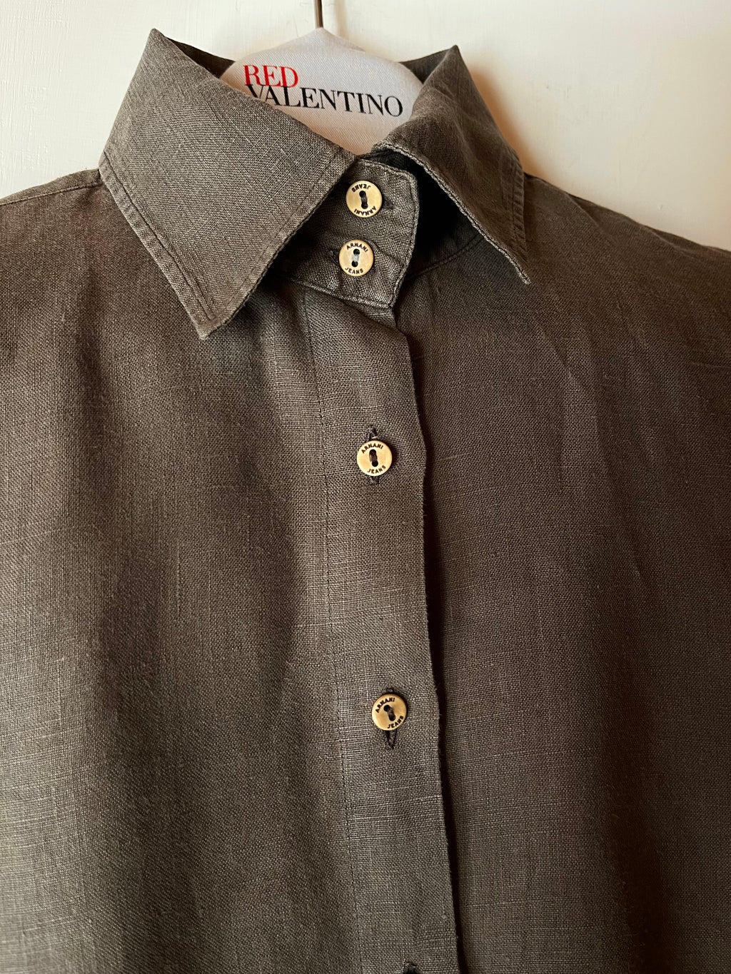 Camicia Vintage Armani in Puro Lino Marrone