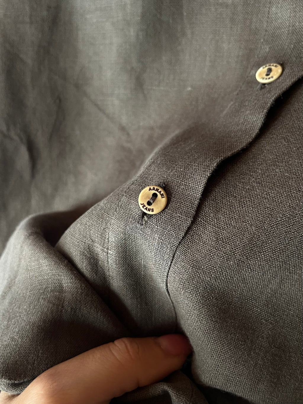 Camicia Vintage Armani in Puro Lino Marrone