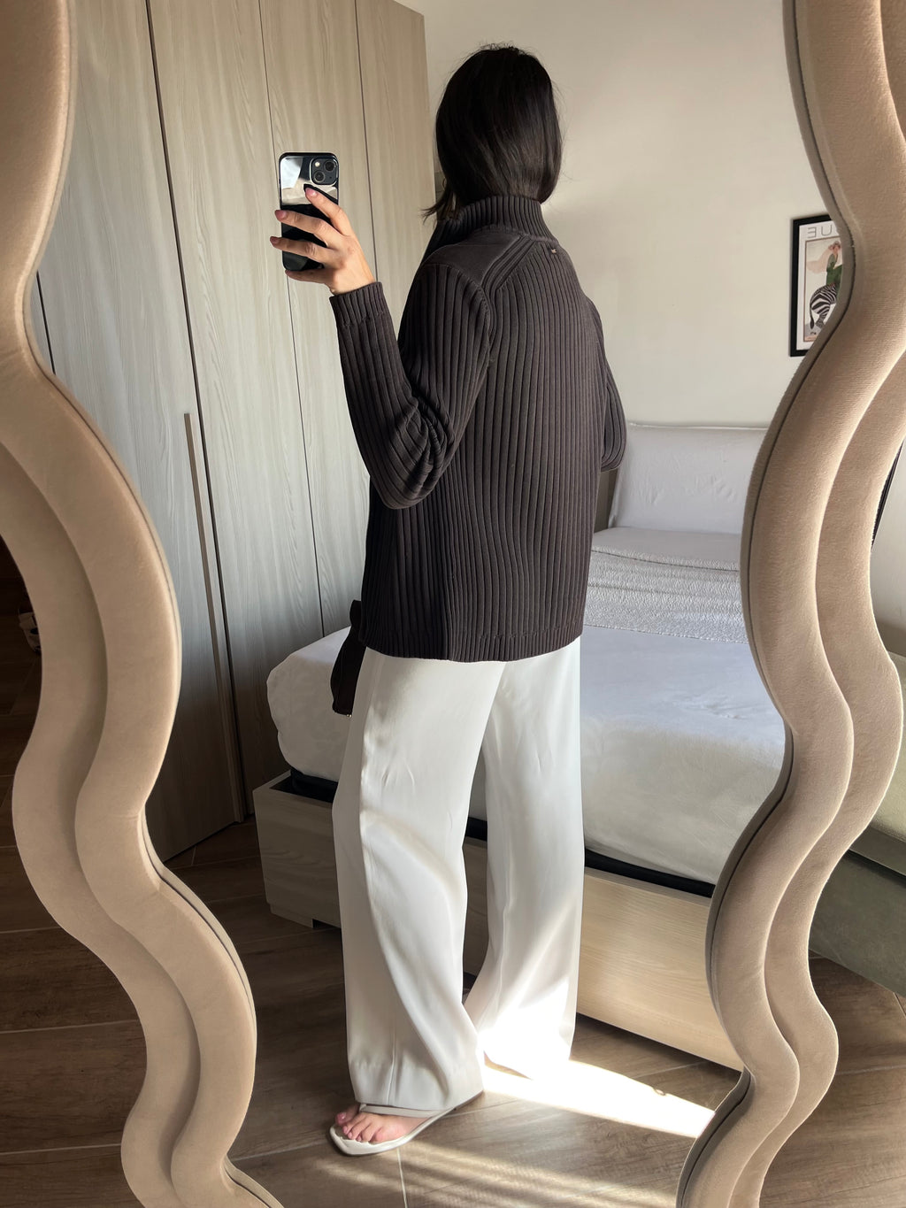 Cardigan Marlboro Classics in Cotone a Cannette con Zip Marrone
