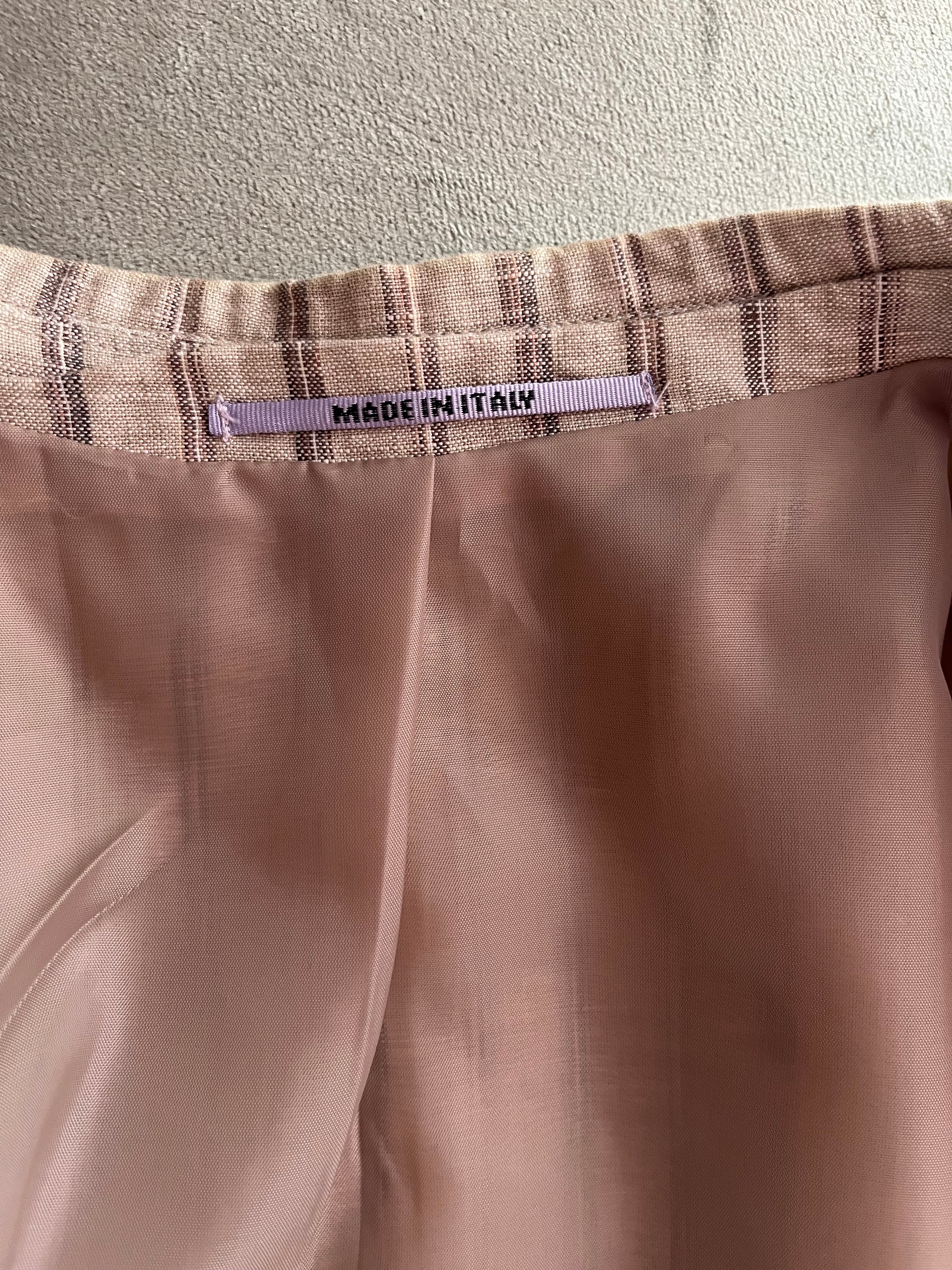 Blazer Sartoriale in Puro Lino Rigato stripes beige