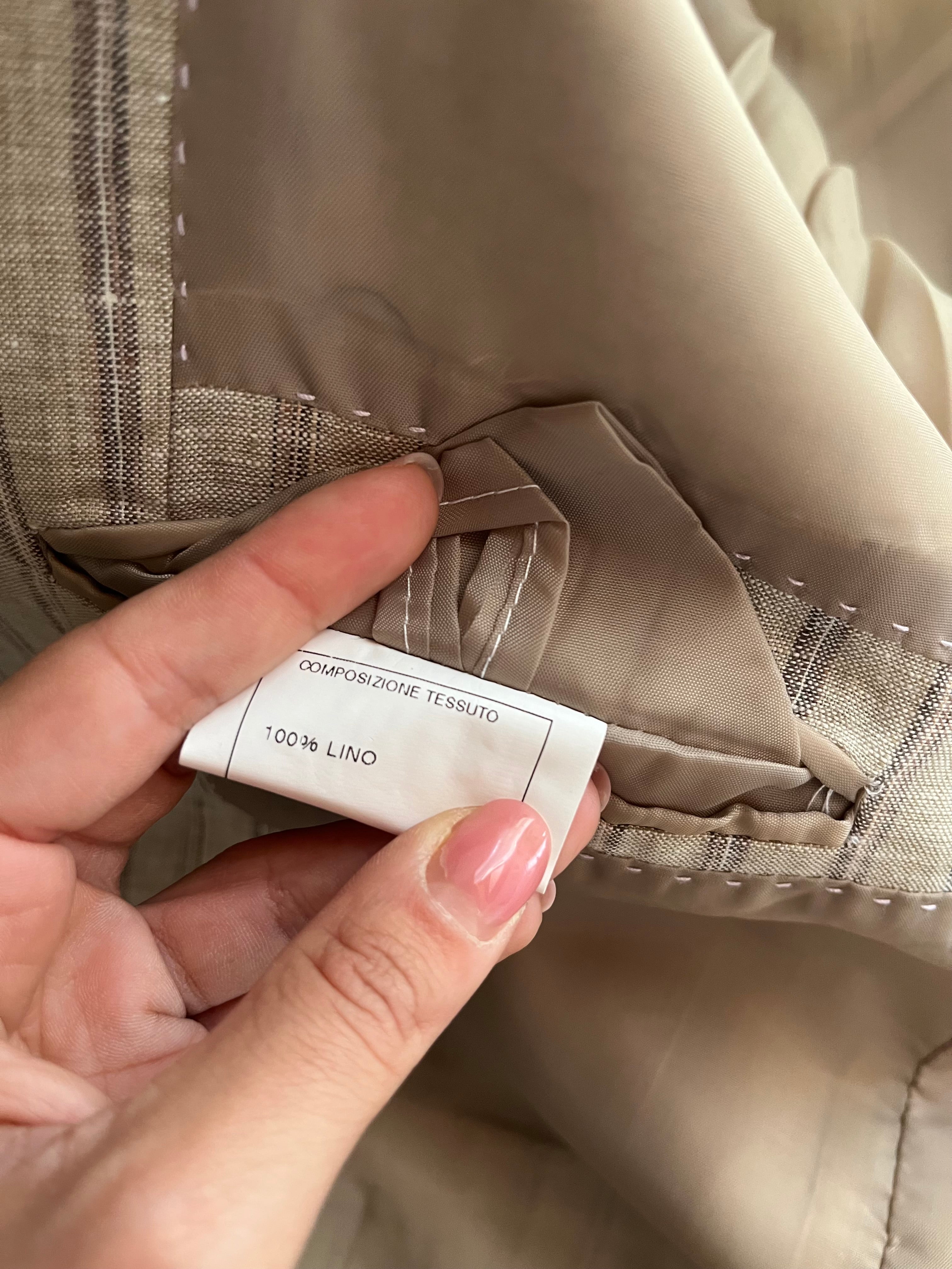 Blazer Sartoriale in Puro Lino Rigato stripes beige
