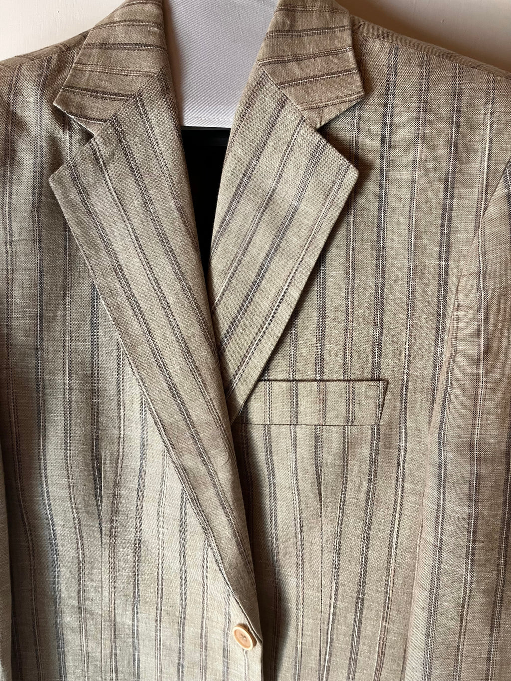 Blazer Sartoriale in Puro Lino Rigato stripes beige