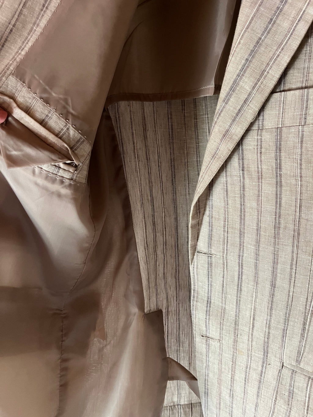 Blazer Sartoriale in Puro Lino Rigato stripes beige