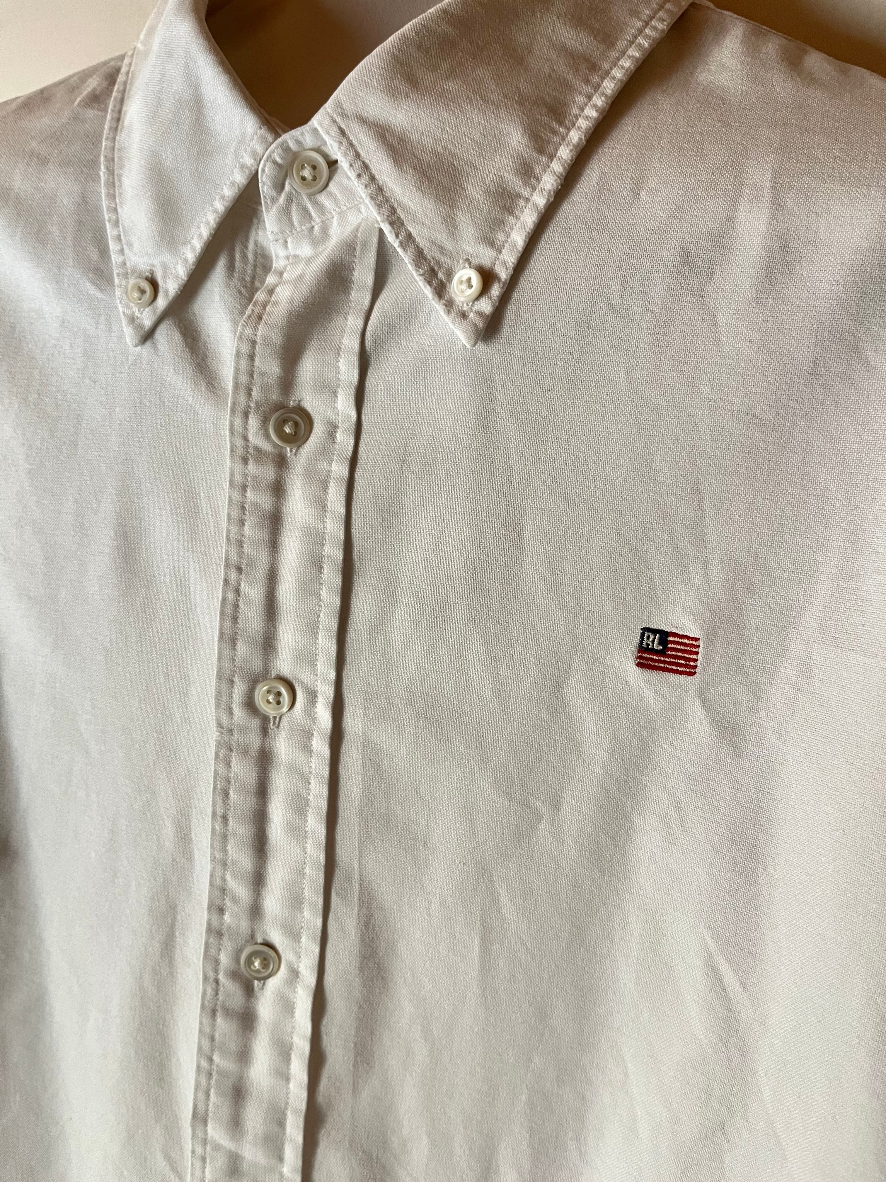 Camicia Ralph Lauren Oxford Flag Logo - Bianca