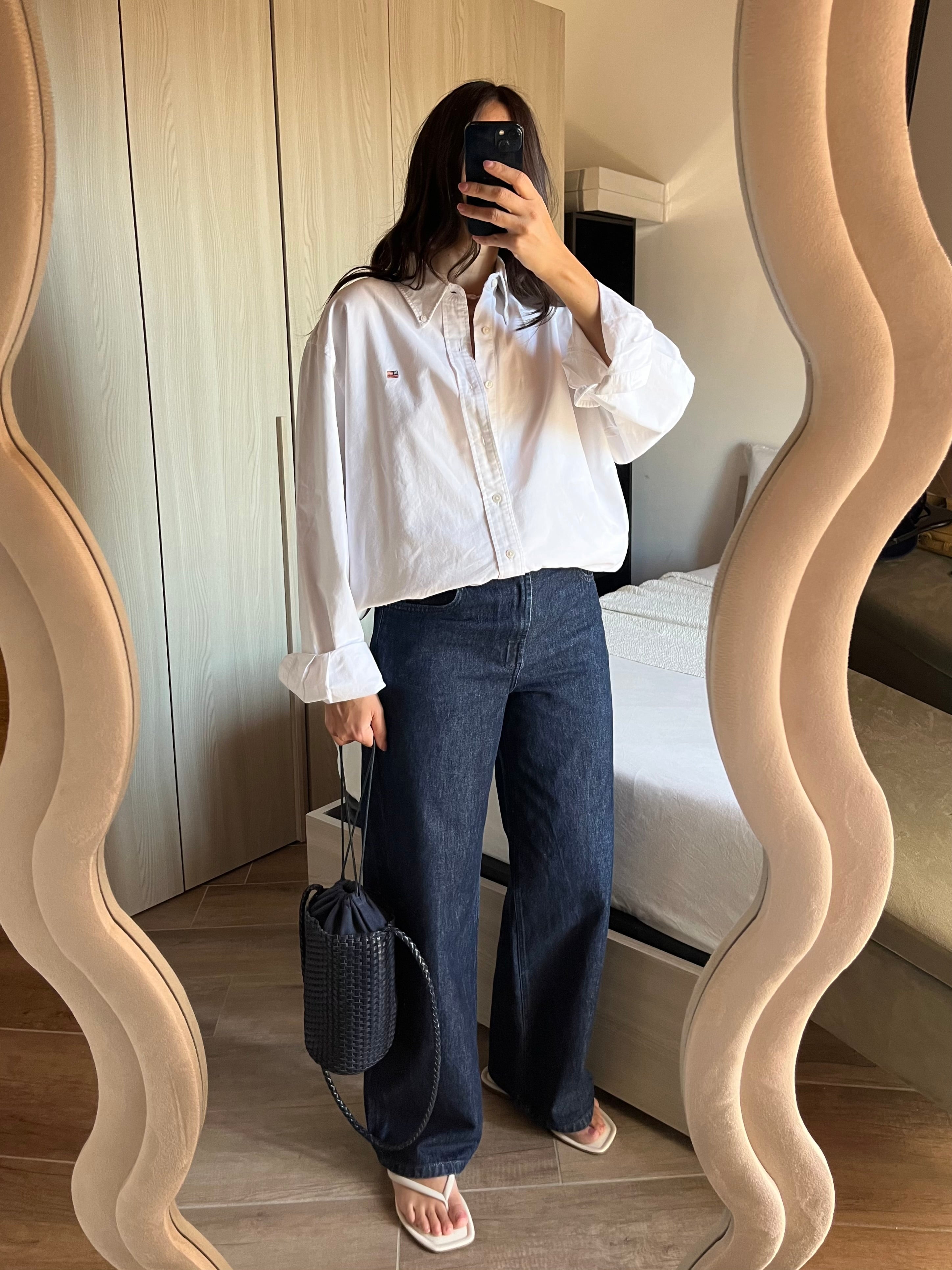 Camicia Ralph Lauren Oxford Flag Logo - Bianca
