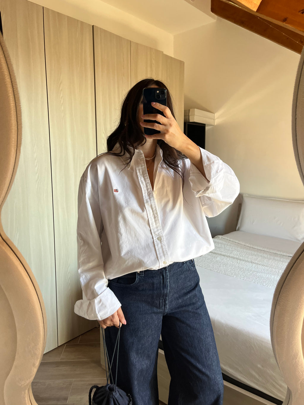 Camicia Ralph Lauren Oxford Flag Logo - Bianca