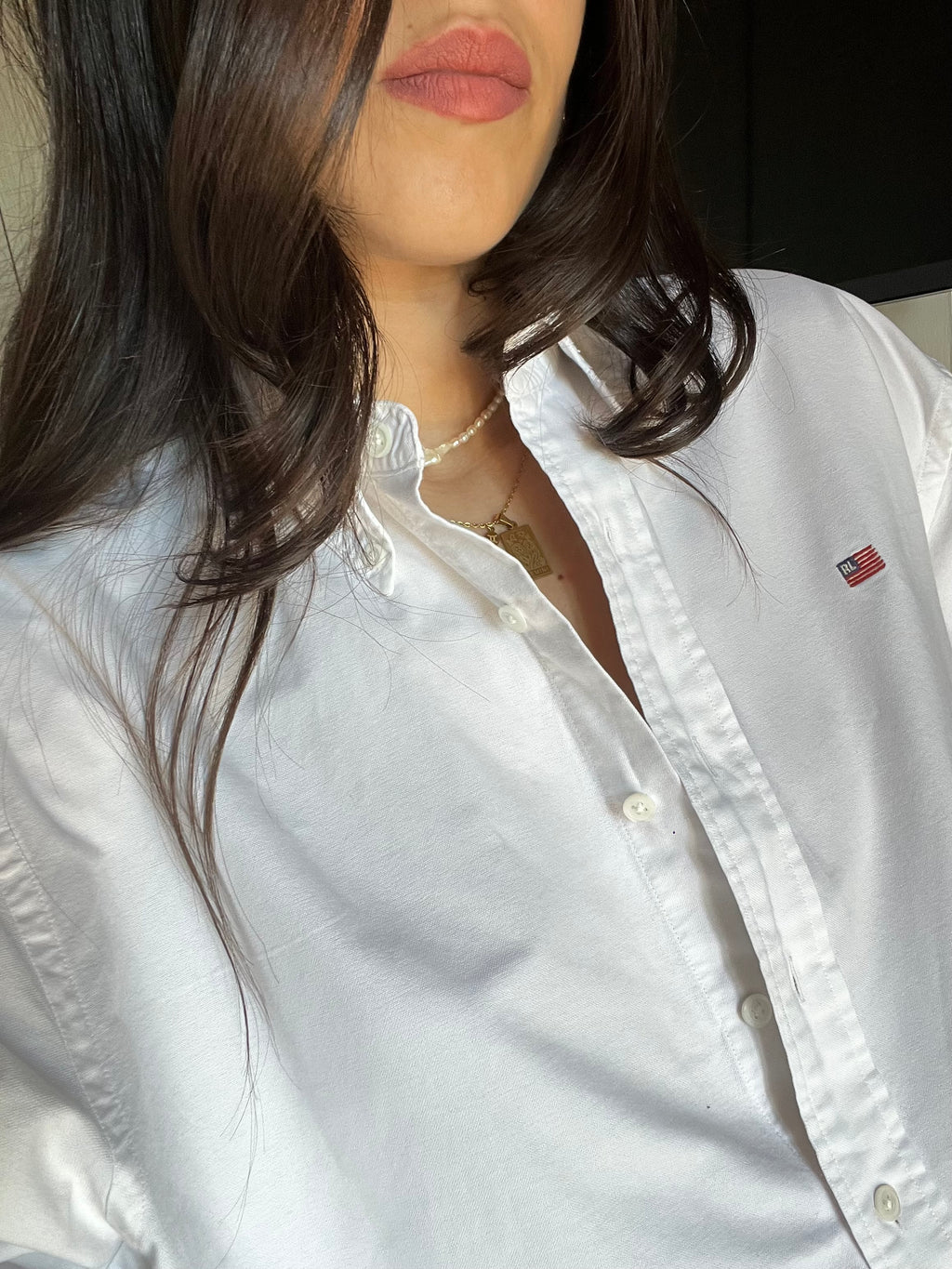 Camicia Ralph Lauren Oxford Flag Logo - Bianca