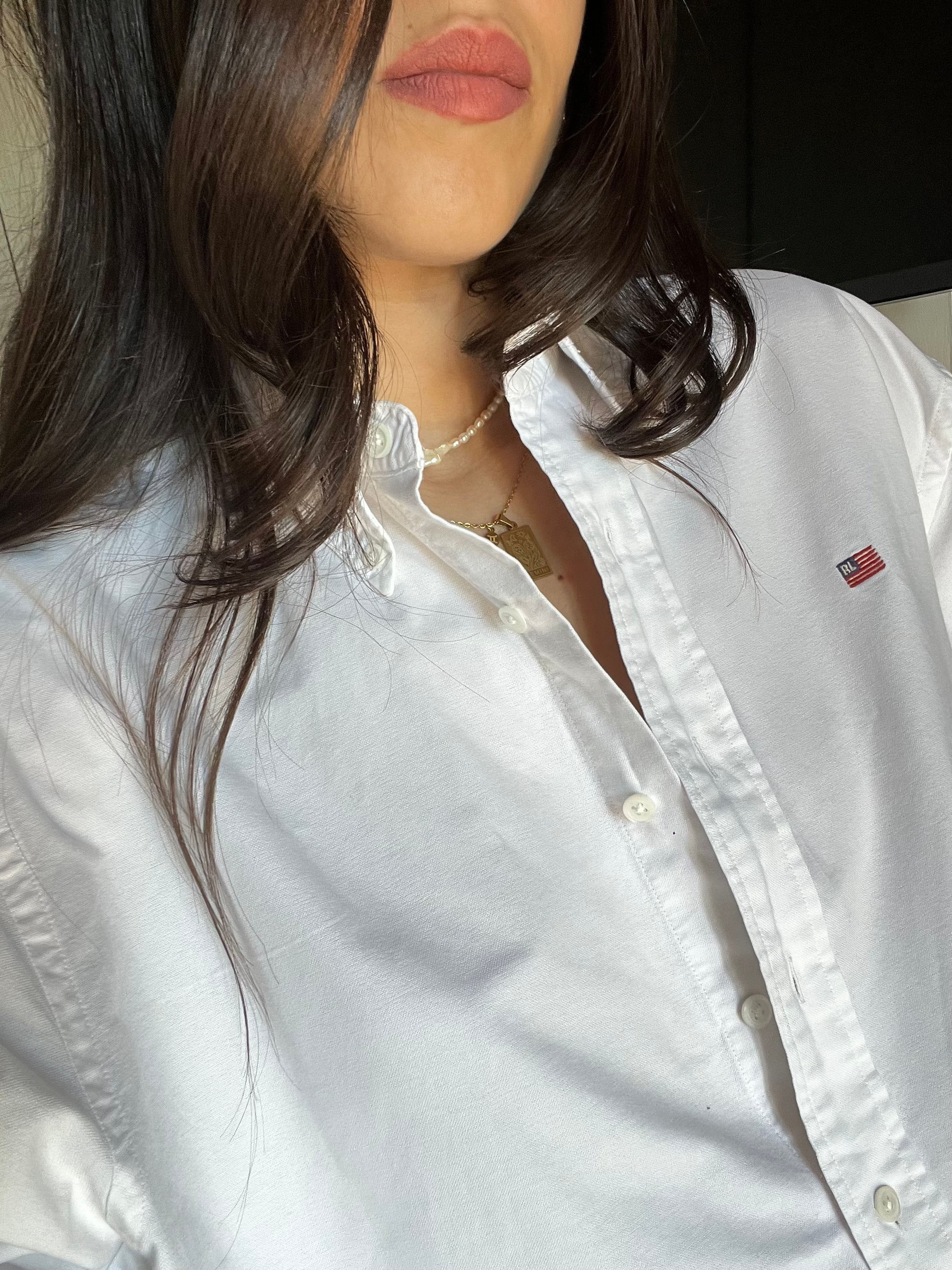 Camicia Ralph Lauren Oxford Flag Logo - Bianca