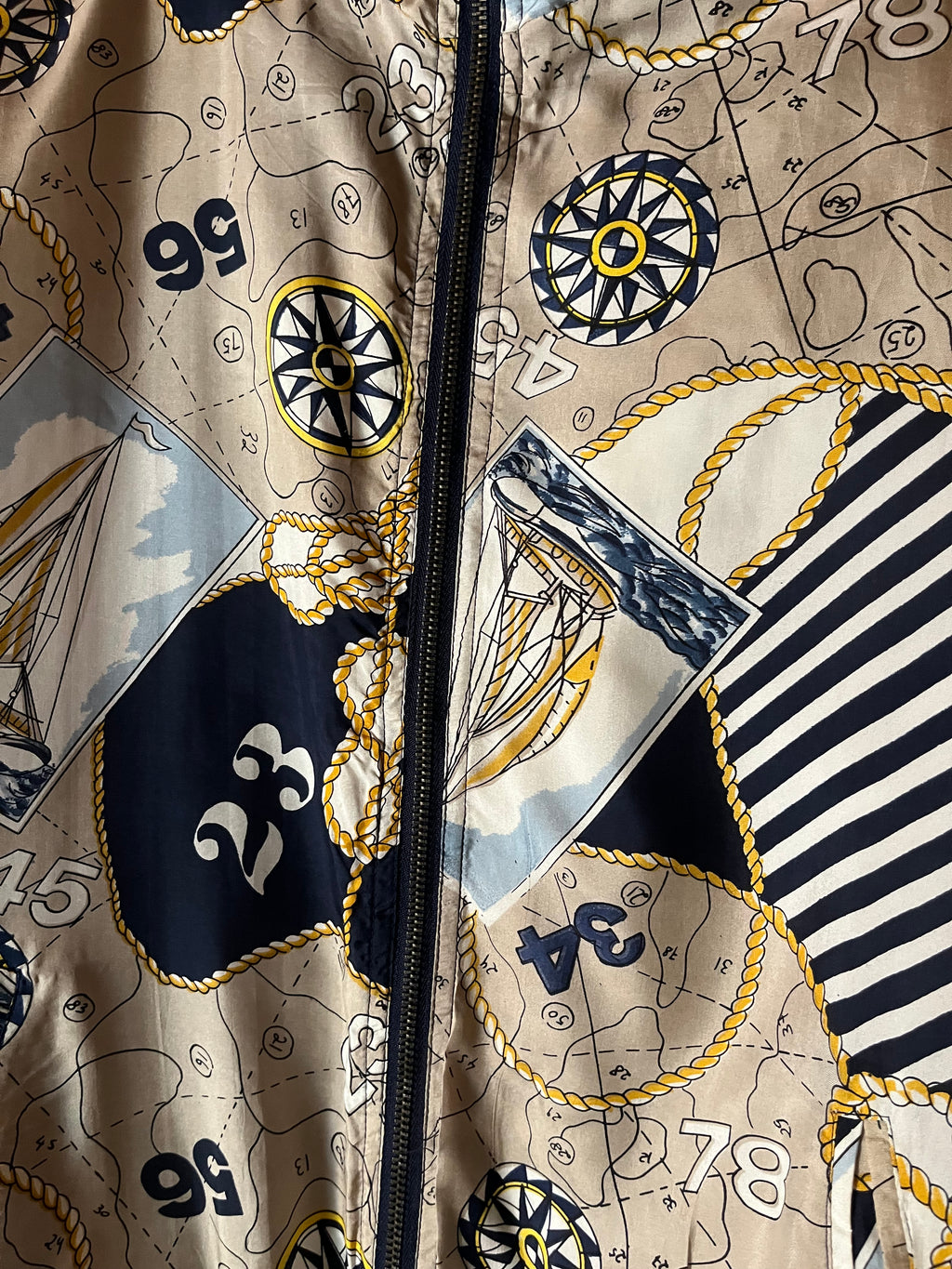 Bomber in Pura Seta Stampa Navy style
