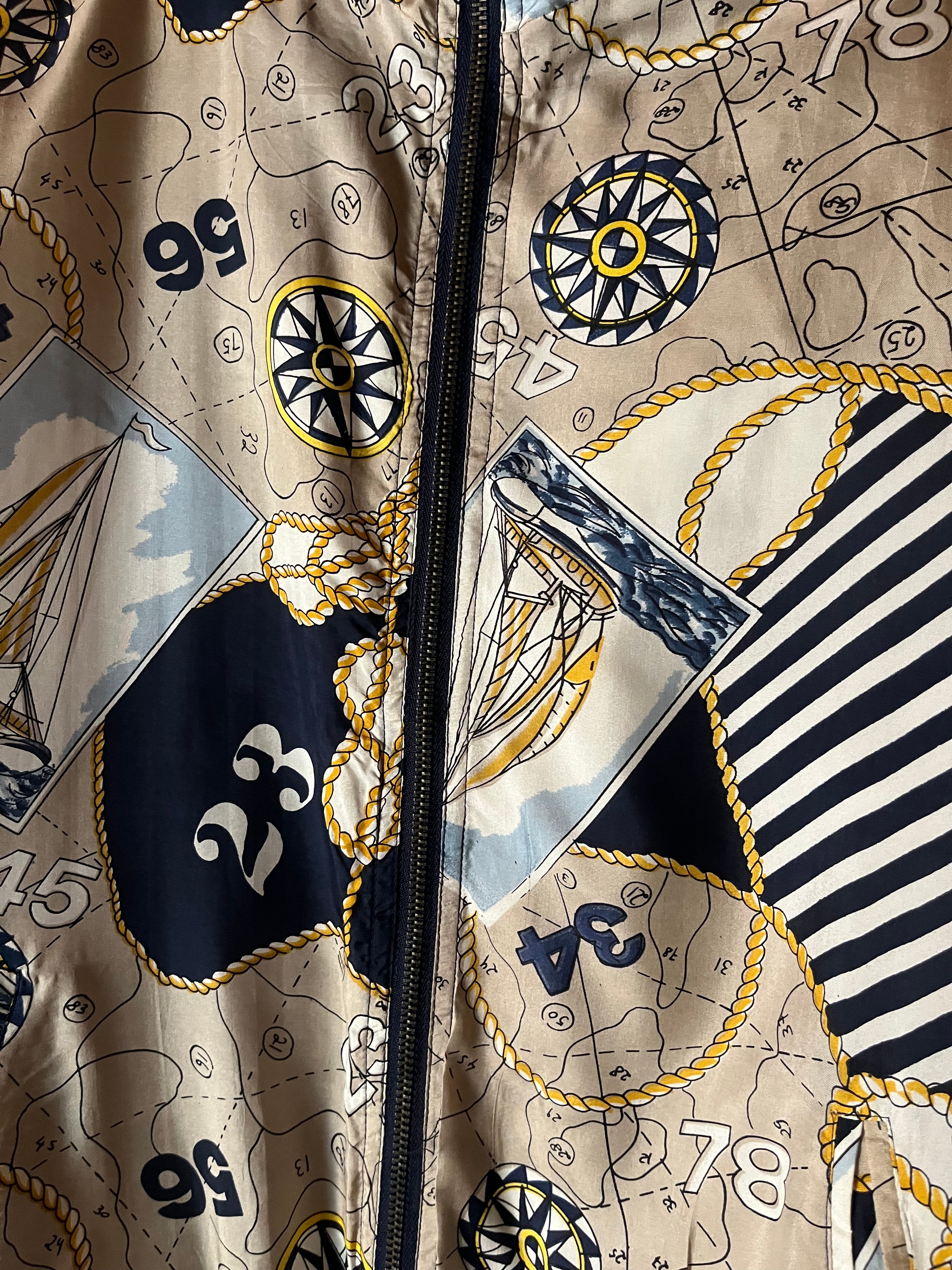 Bomber in Pura Seta Stampa Navy style