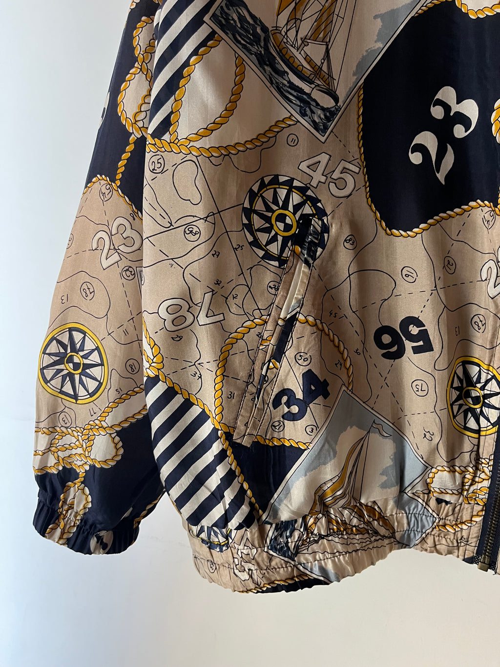 Bomber in Pura Seta Stampa Navy style