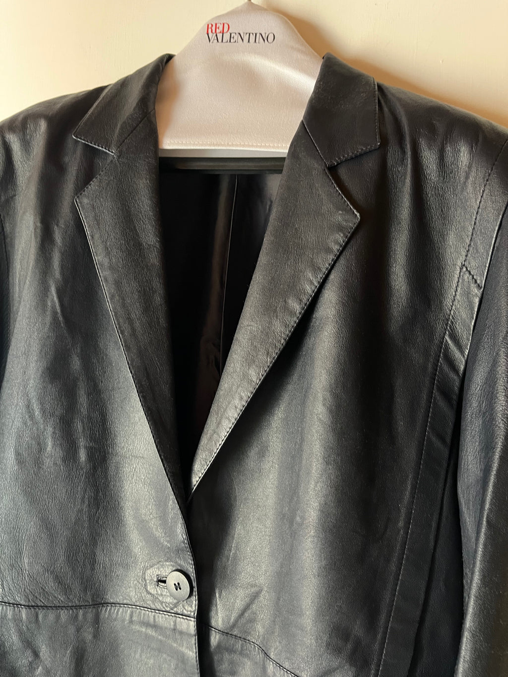 Giacca in Vera Pelle con cintura blue Navy