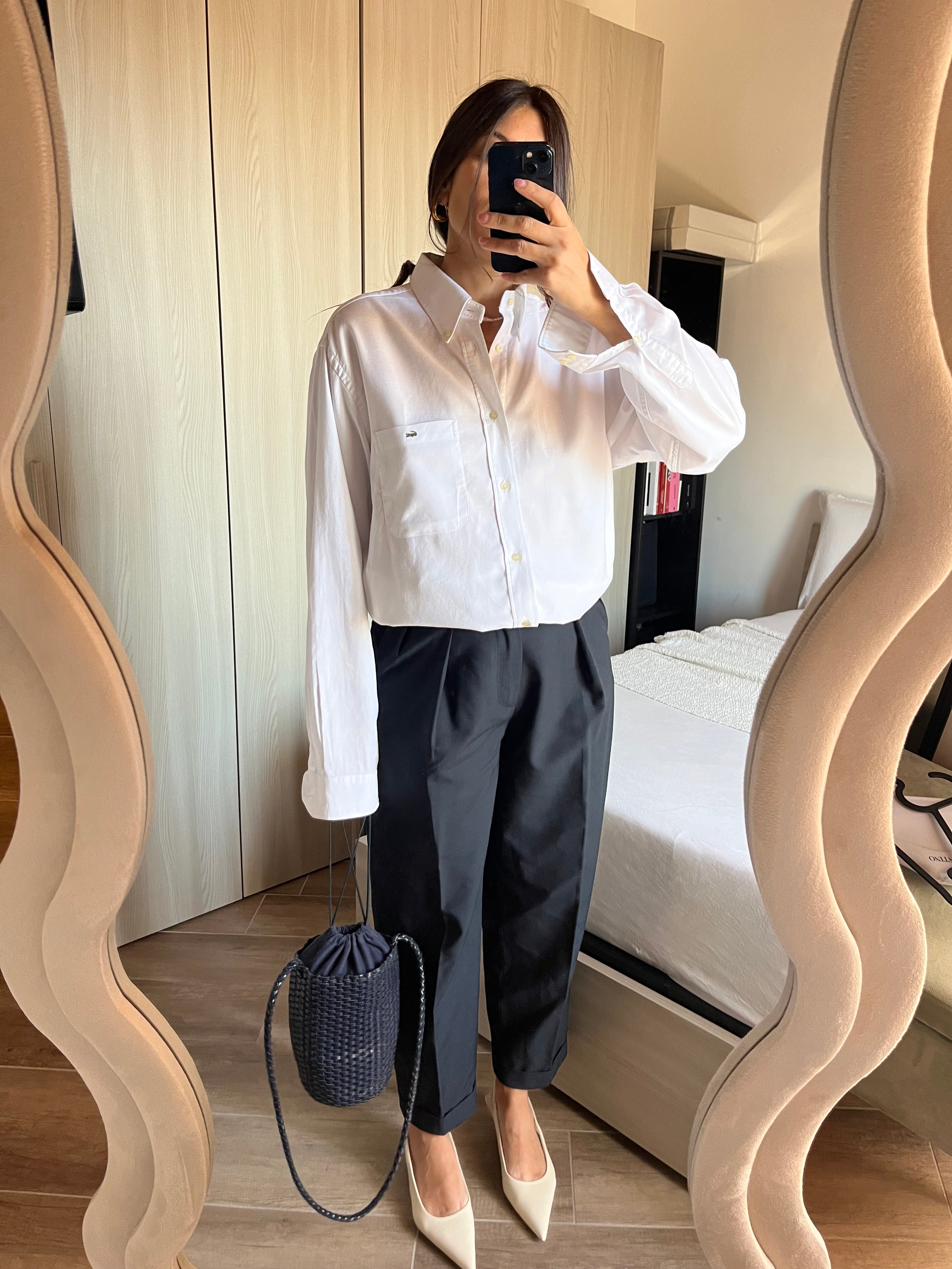 Camicia Lacoste Oxford Bianca con Logo