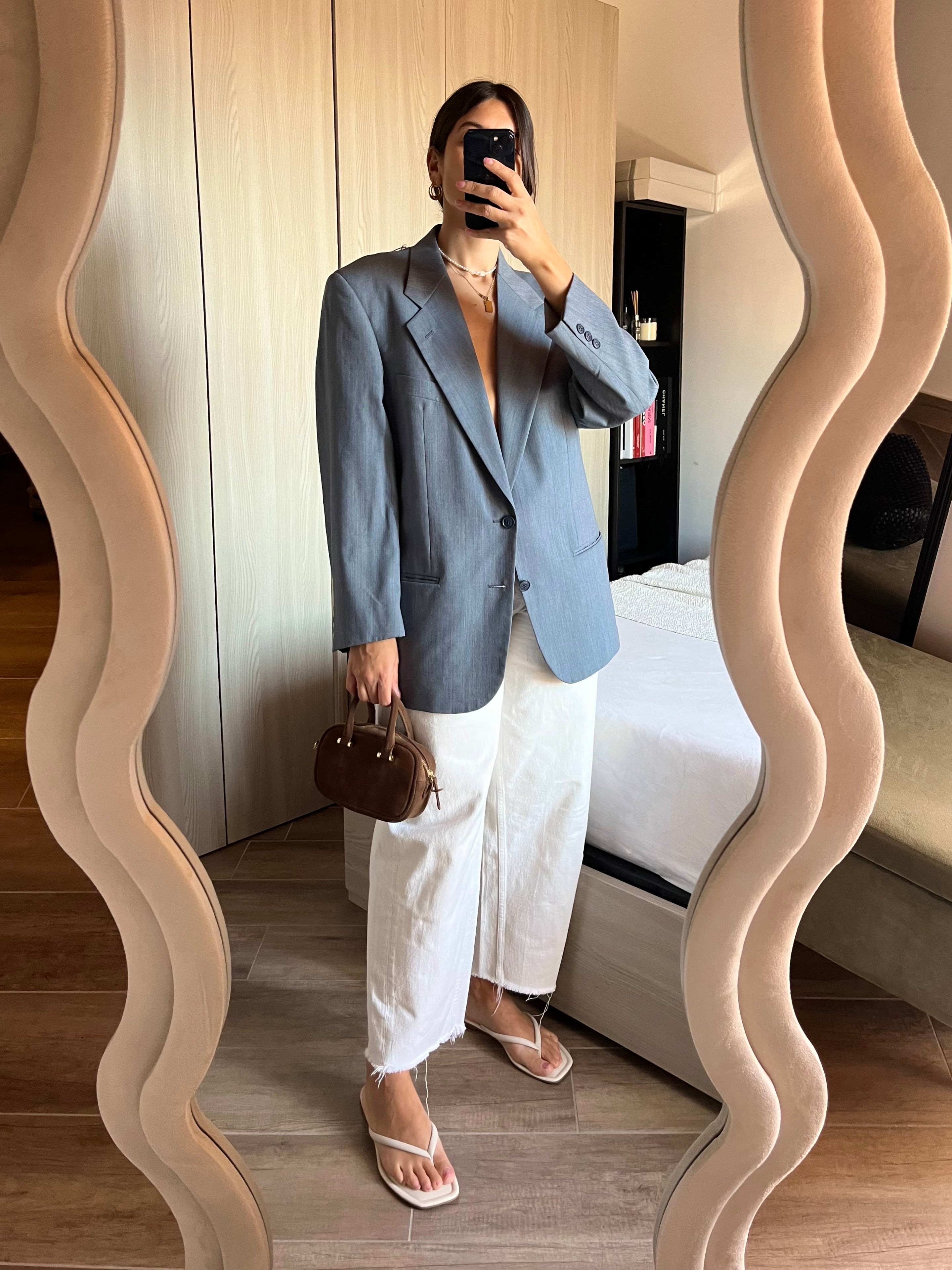 Blazer Sartoriale Monopetto Made in Italy in Fresco Lana blue sky