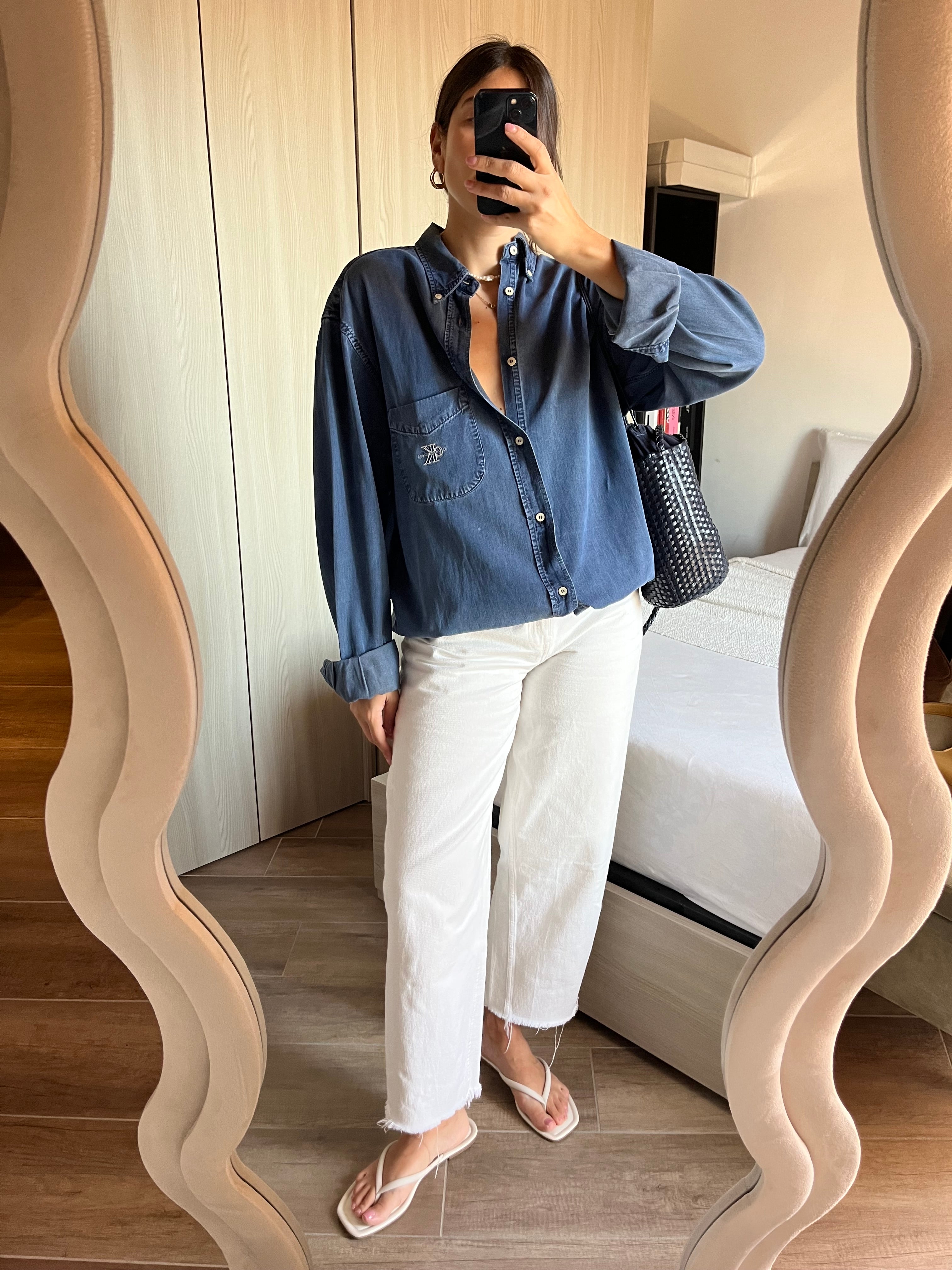 Camicia Calvin Klein Effetto Denim in Cotone setoso