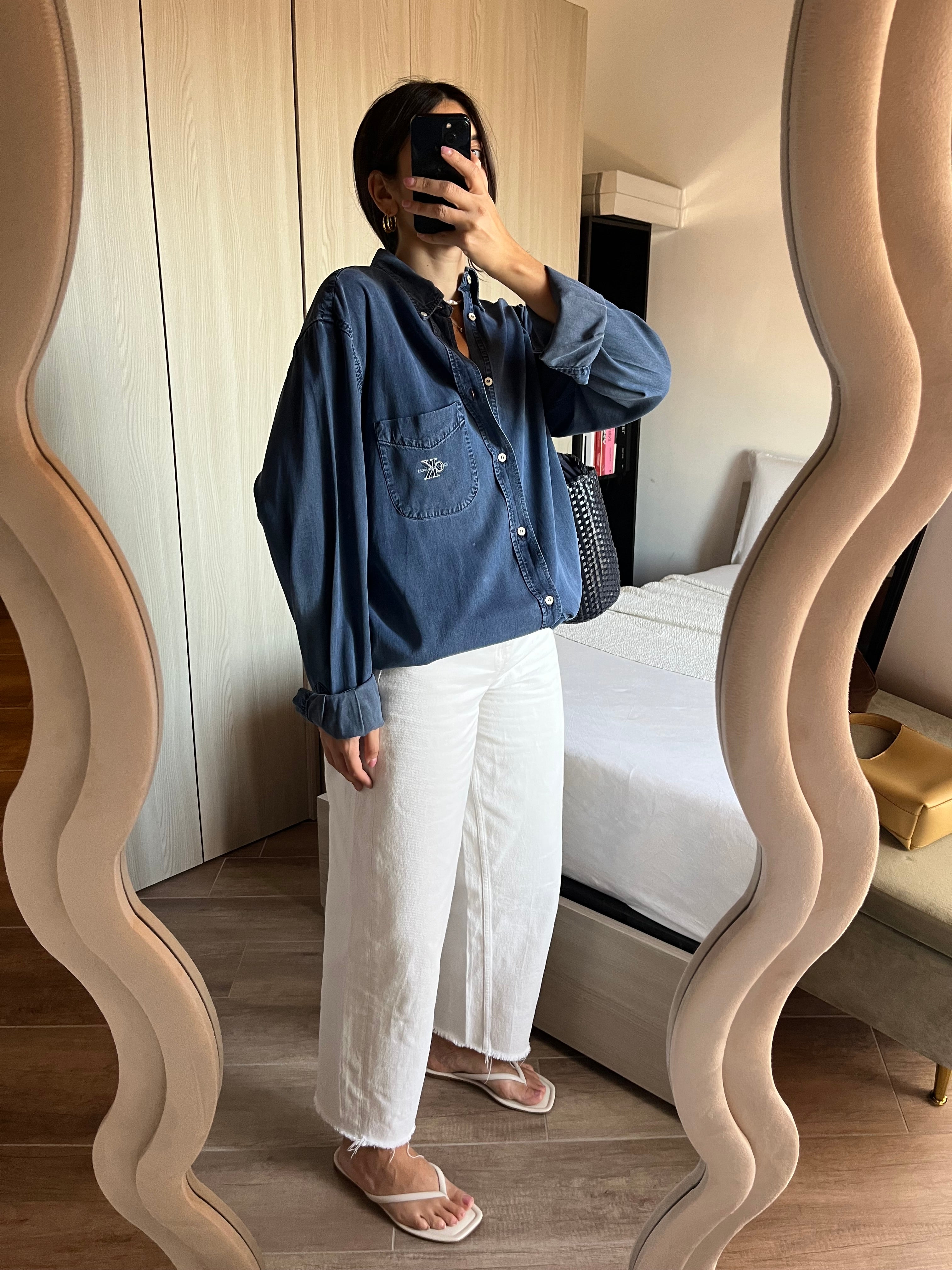 Camicia Calvin Klein Effetto Denim in Cotone setoso