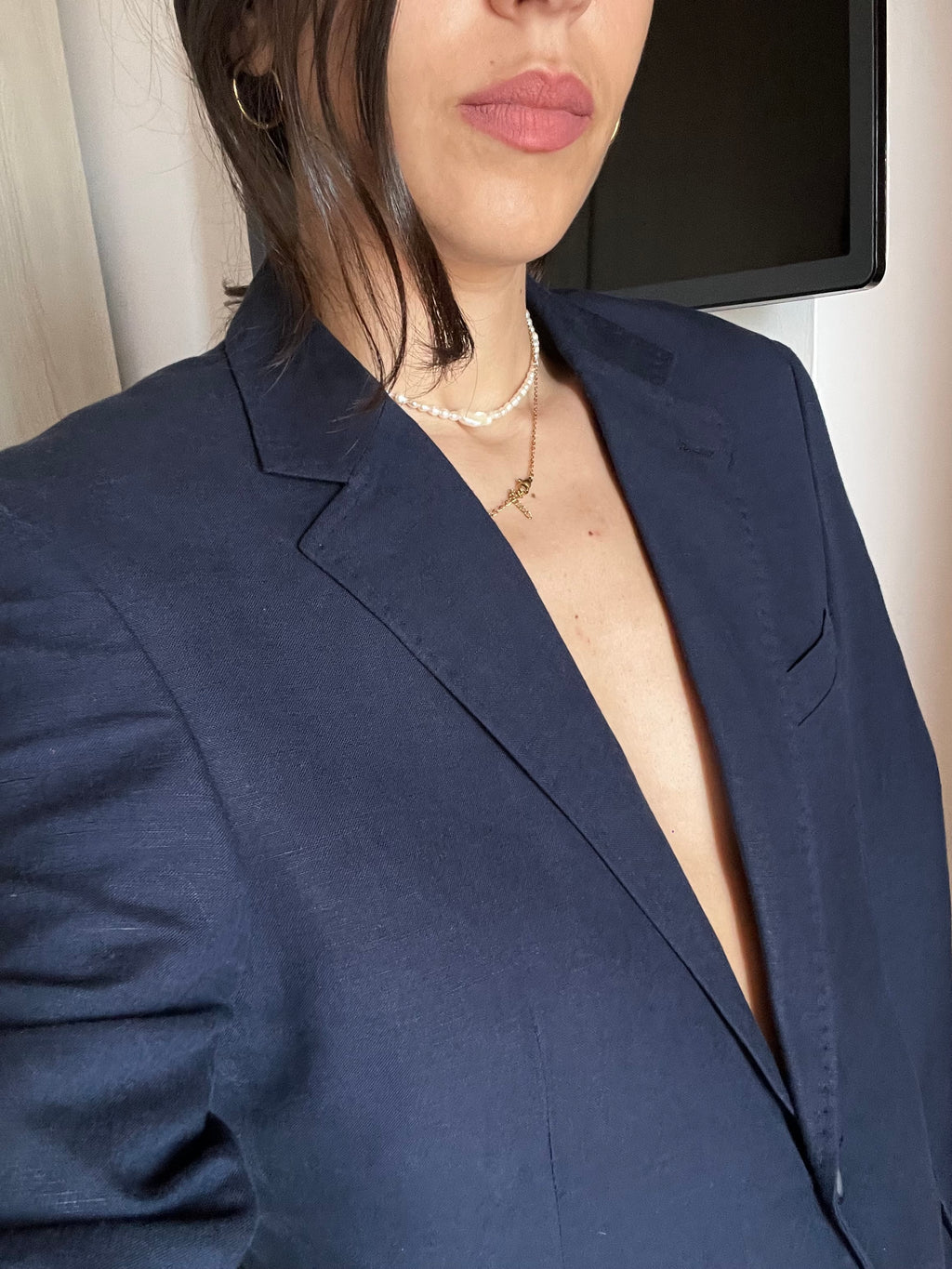 Blazer Sartoriale Made in Italy in Puro Lino Navy Essential