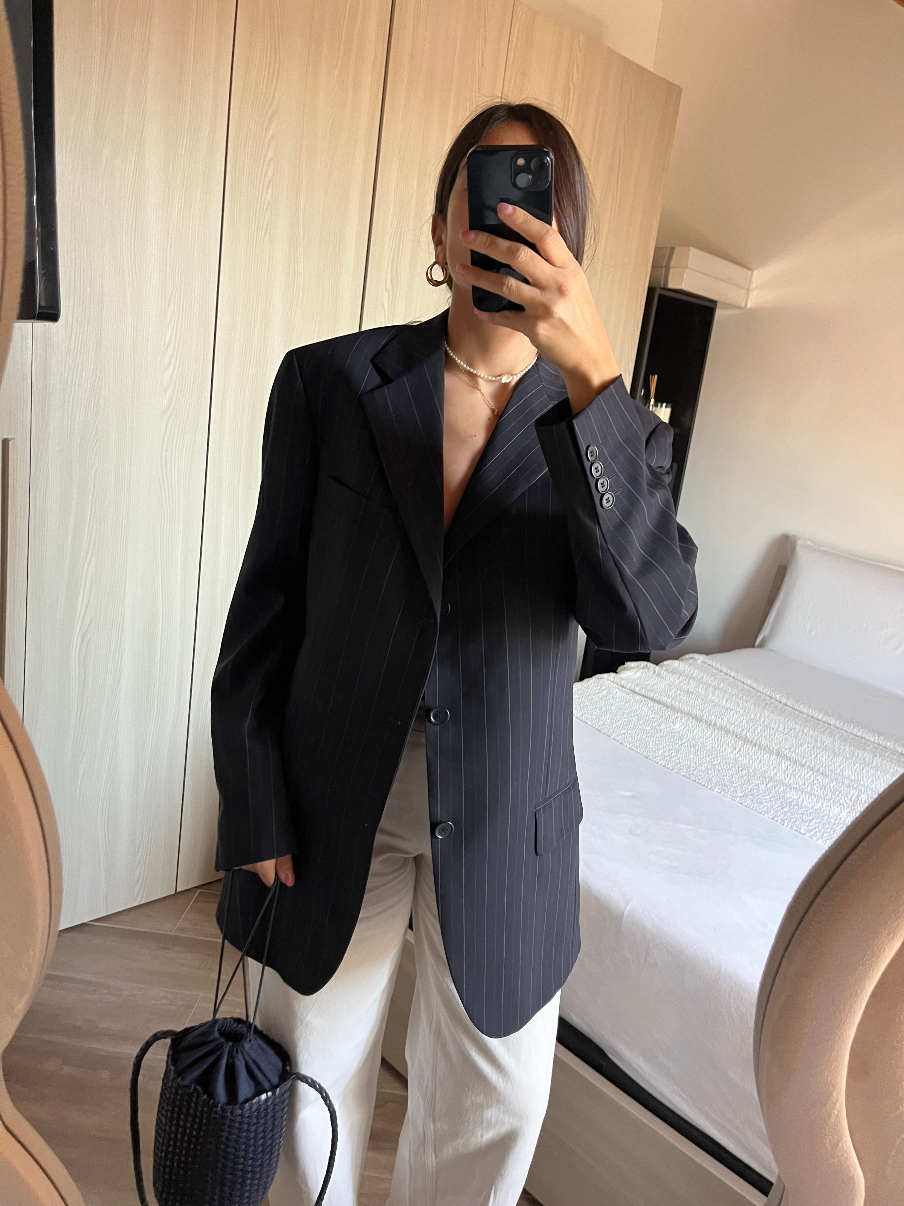 Blazer Sartoriale Gessato in Fresco Lana Bordeaux Navy Stripes bordeaux