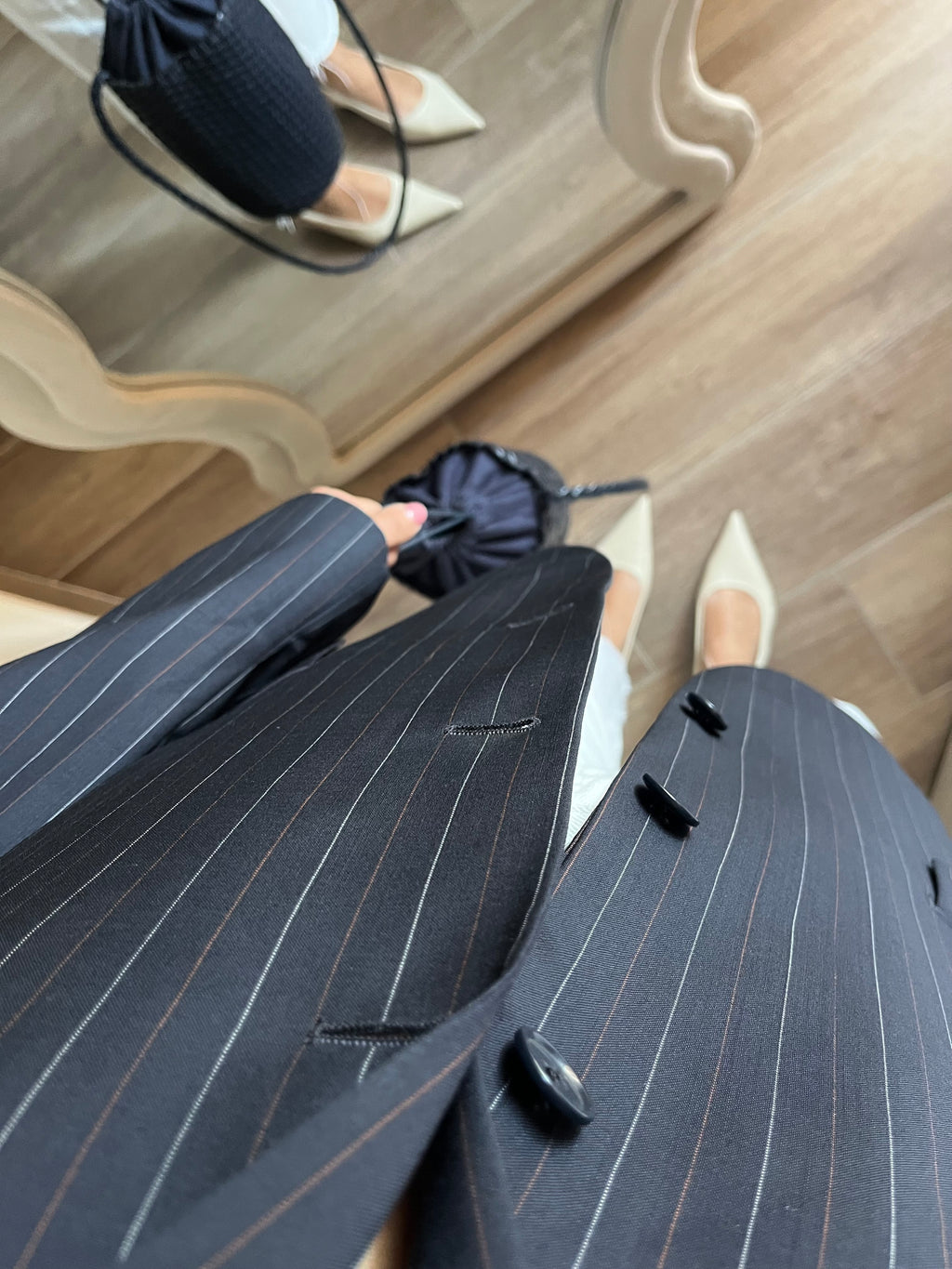 Blazer Sartoriale Gessato in Fresco Lana Bordeaux Navy Stripes bordeaux