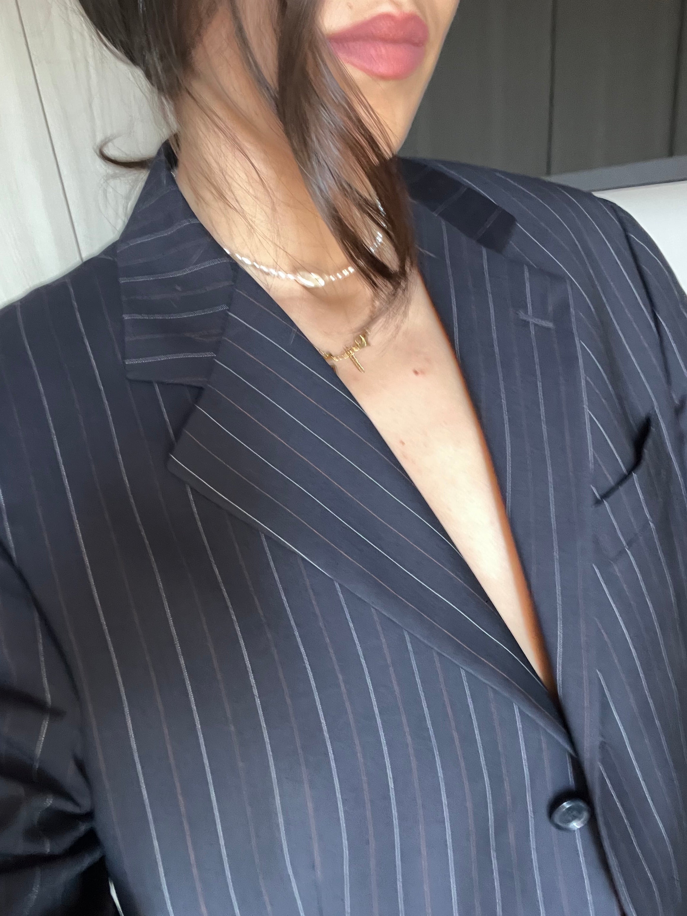 Blazer Sartoriale Gessato in Fresco Lana Bordeaux Navy Stripes bordeaux