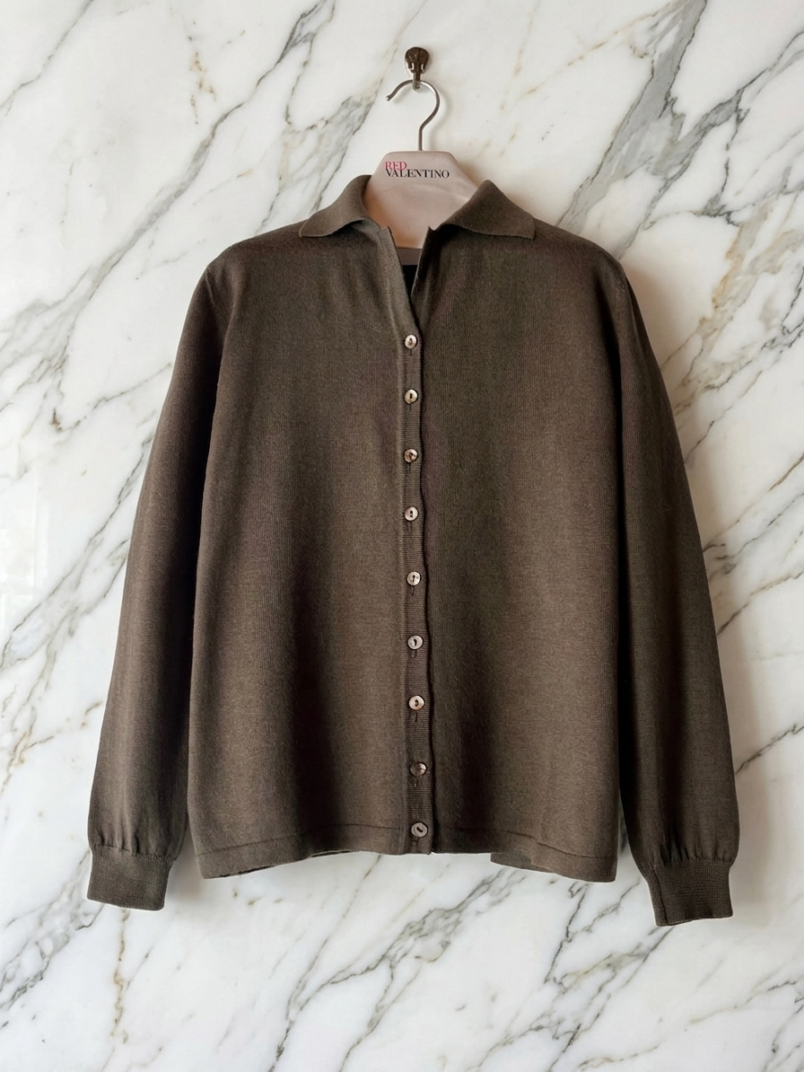 Marella Tricot in Lana Extra Fine con Colletto Polo marrone