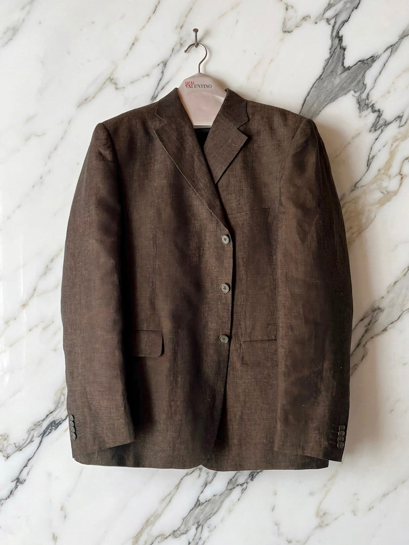 Blazer Sartoriale Made in Italy in Puro Lino - Cold Brown